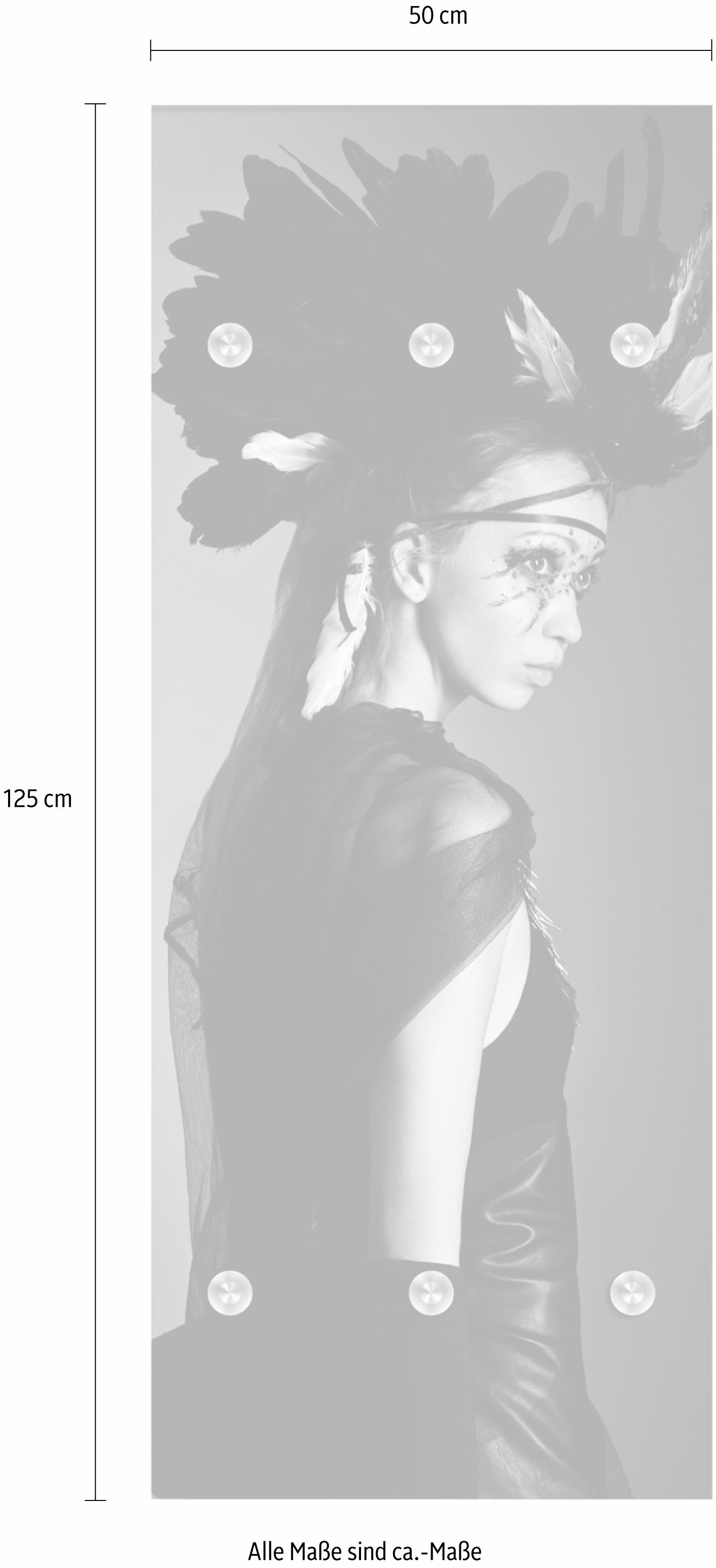 queence Barre de penderie »Frau mit Kopfschmuck« mit 6 Haken, 50 x 120 cm