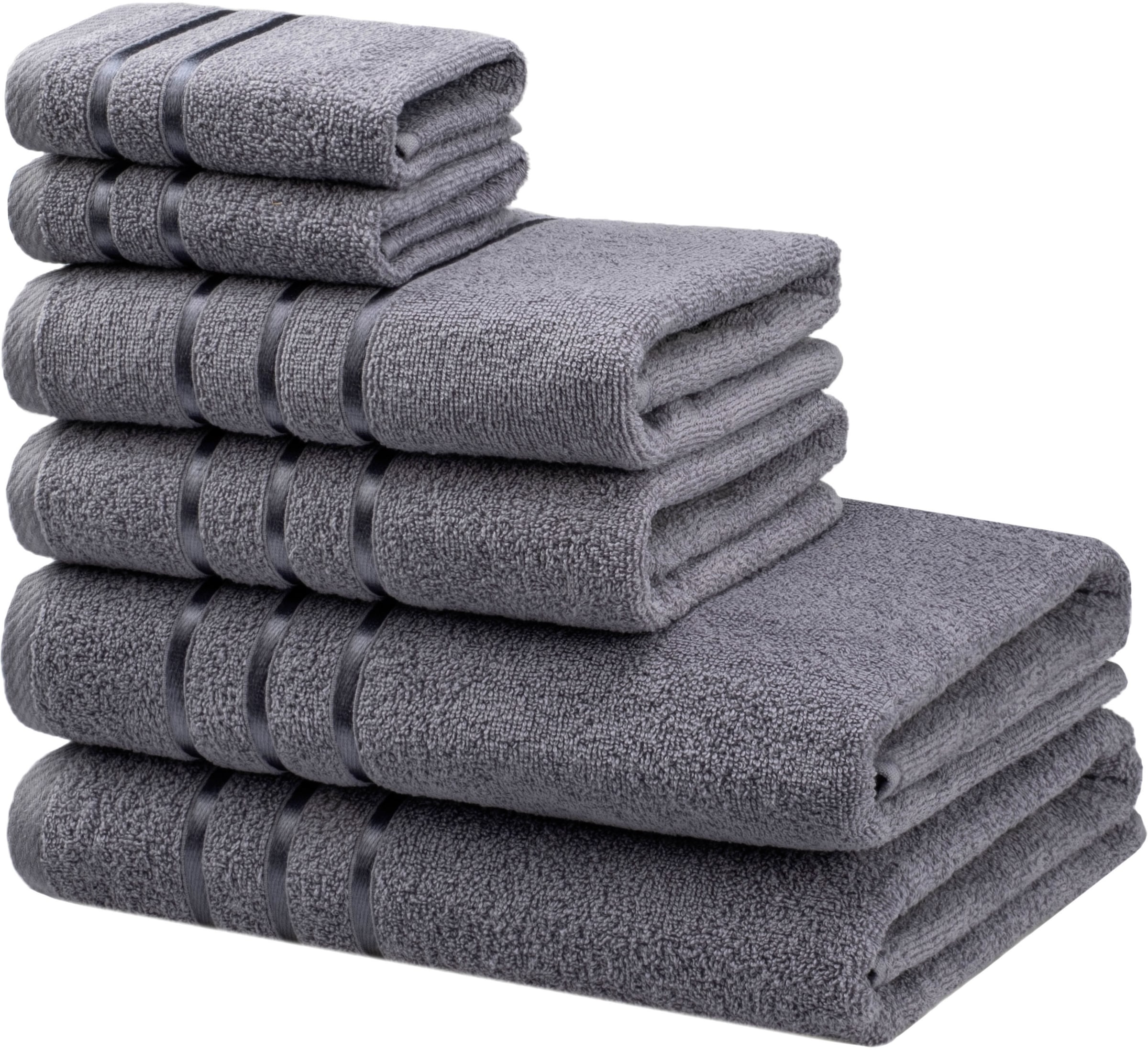 Image of Bruno Banani Handtuch Set "Clement, Duschtücher, Handtücher, Seiftücher" Set mit dezent glänzender Streifenbordüre, einfarbig, aus 100% Baumwolle
