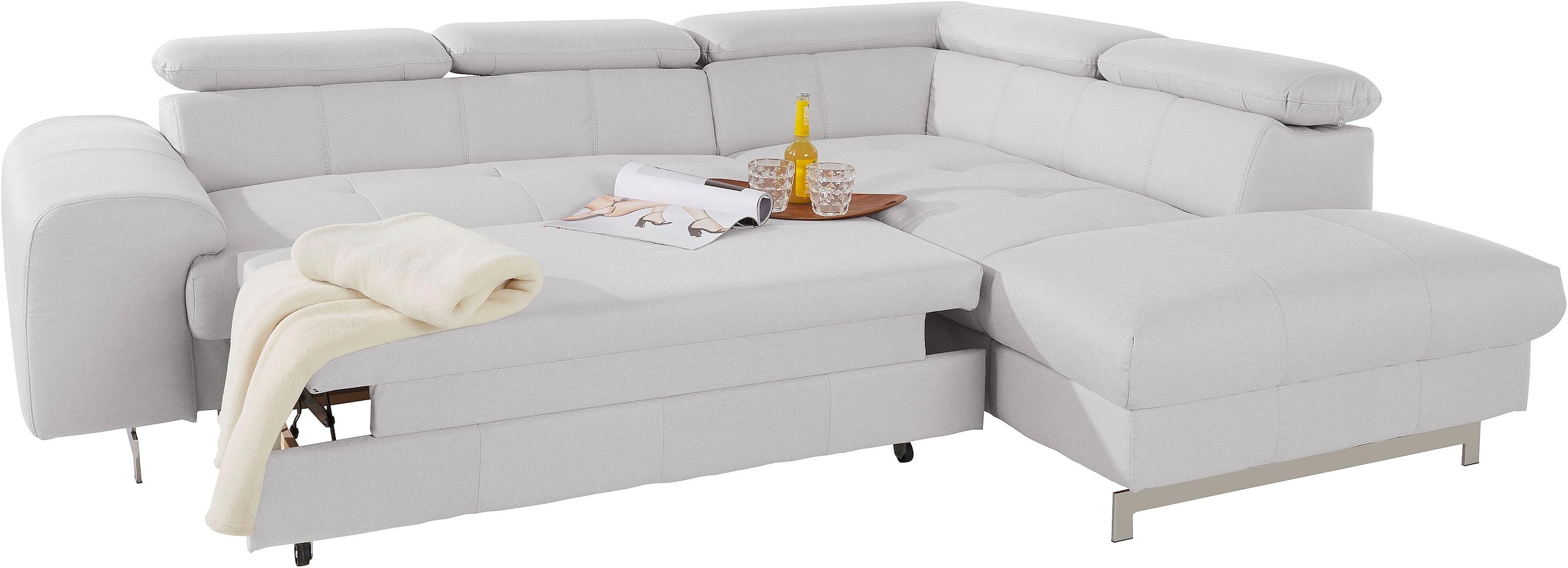 COTTA Ecksofa »Chef L-Form«, mit Kopfteilverstellung, wahlweise mit Bettfunktion & Bettkasten