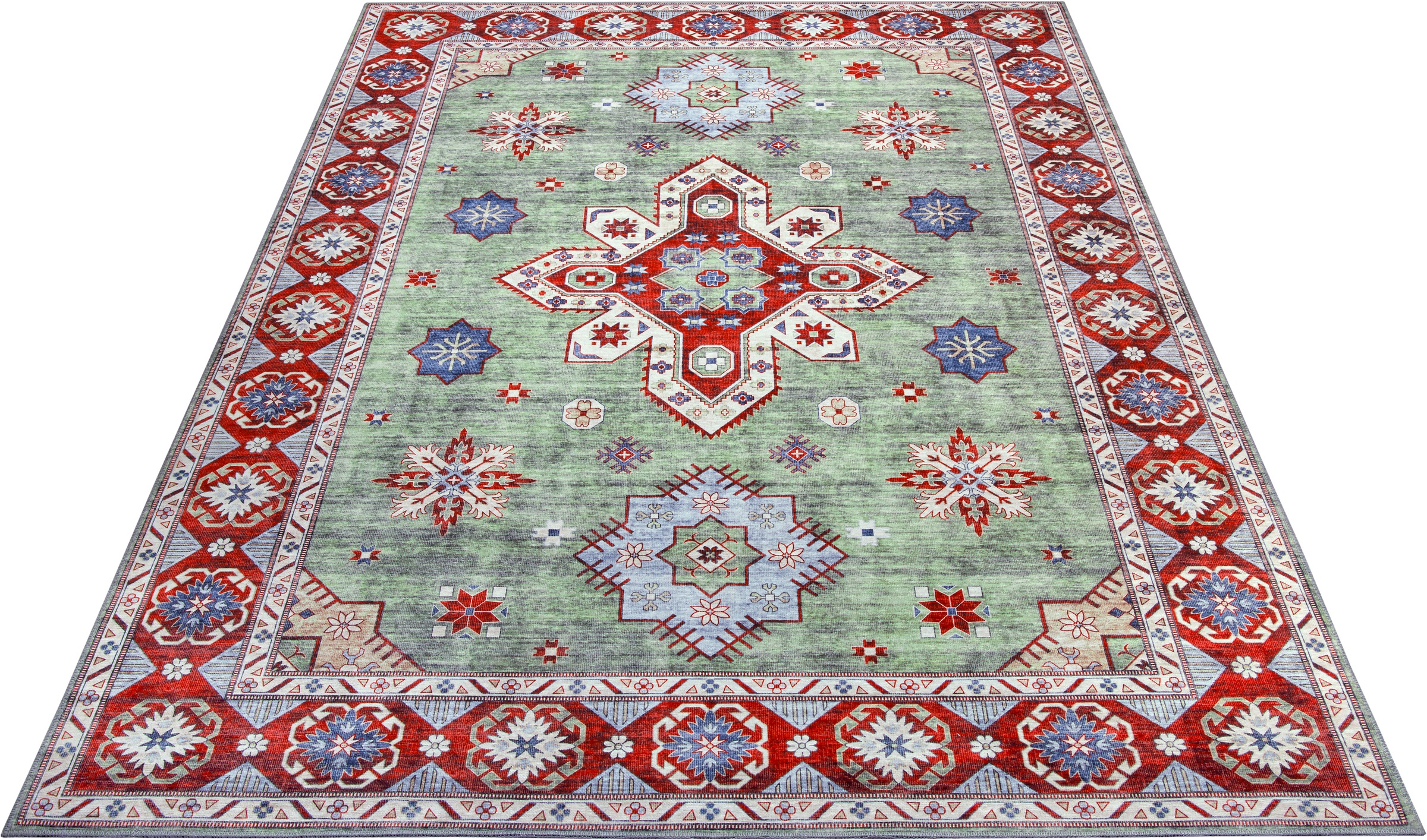 Image of ELLE DECORATION Designteppich »Tabriz Dena«, rechteckig, 7 mm Höhe, Orient Optik, Vintage Design, Wohnzimmer, Schlafzimmer, Robust, Pflegeleicht, gekettelt, kräftige Farben bei Ackermann Versand Schweiz