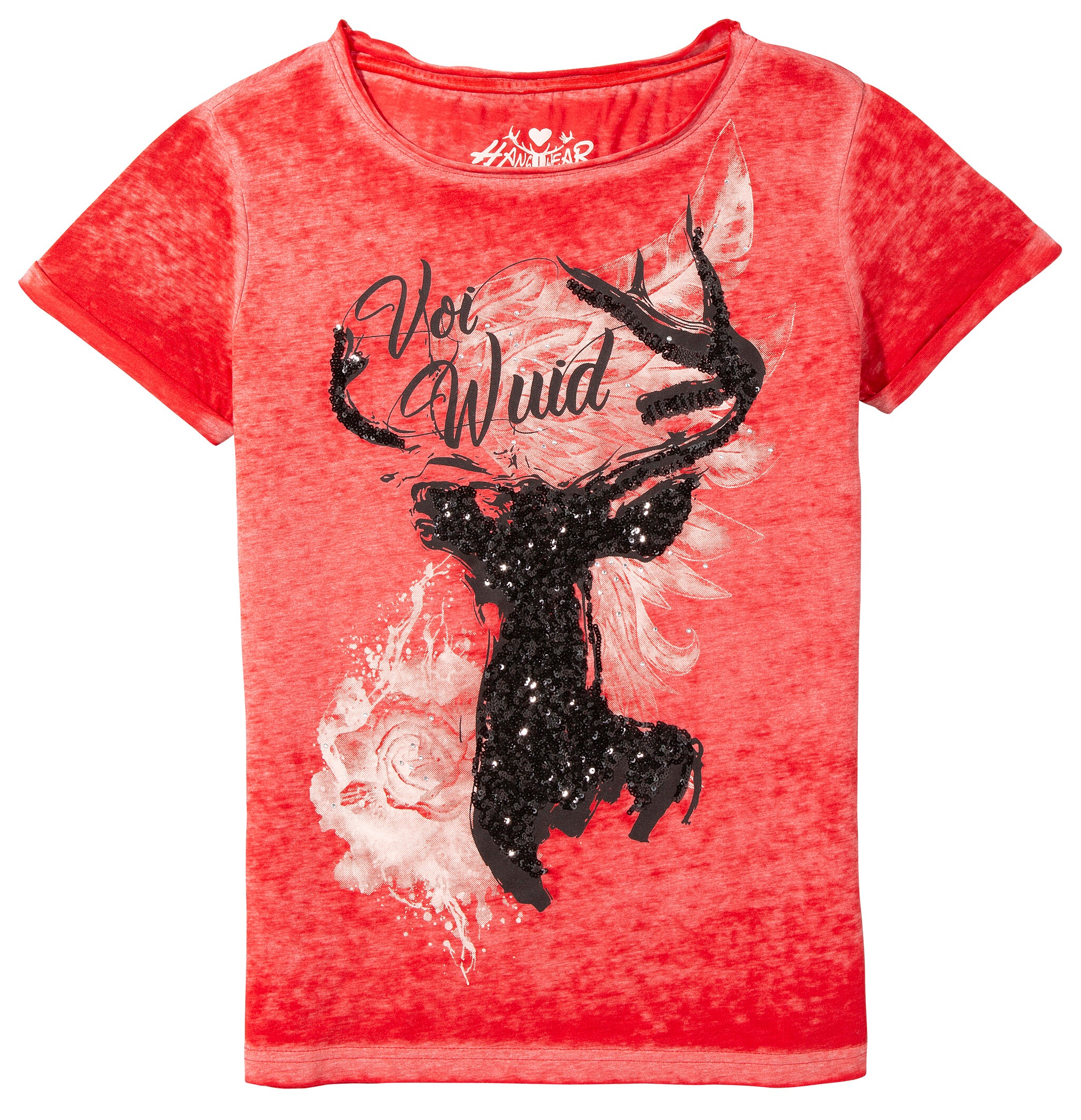 Image of Hangowear Trachtenshirt, Damen mit Hirschmotiv aus Pailletten bei Ackermann Versand Schweiz