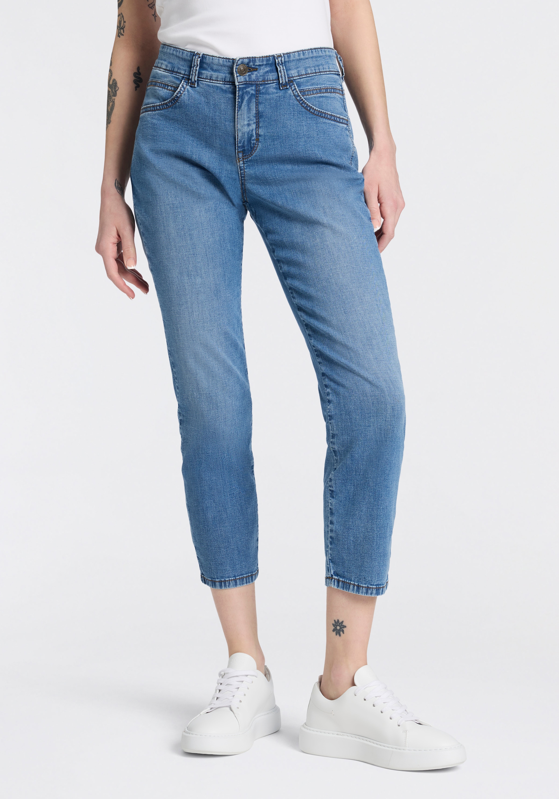 Image of MAC Ankle-Jeans "Slim 7/8" Kontrastfarbene Nähte
