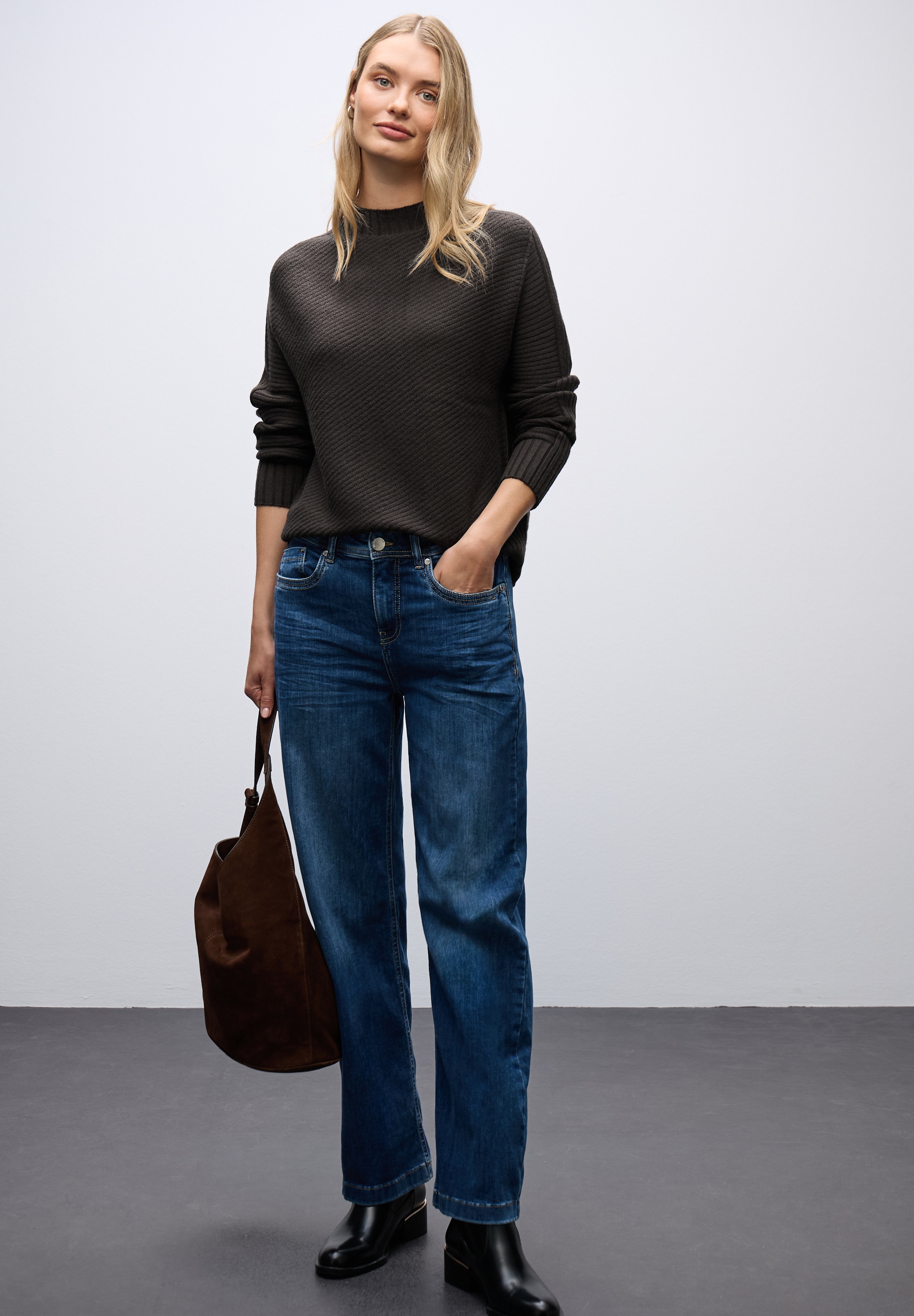 STREET ONE Pull en tricot mit Struktur und Stehkragen/Turtleneck