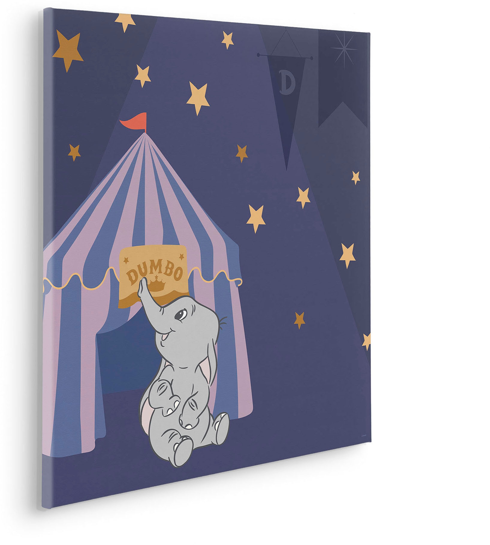 Komar Leinwandbild »Starry Night with Dumbo - Grösse 60 x 60 cm«, Disney, (1 St., 60 x 60 cm (Breite x Höhe), Keilrahmenbild mit Echtholzrahmen, Kinderzimmer