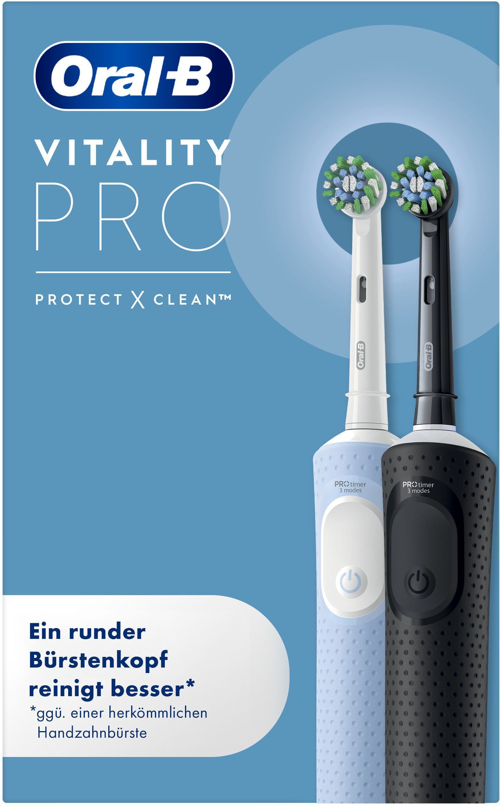 Image of Oral-B Elektrische Zahnbürste "Vitality Pro Doppelpack" 2 Stk. Aufsteckbürsten Indikator-Borsten