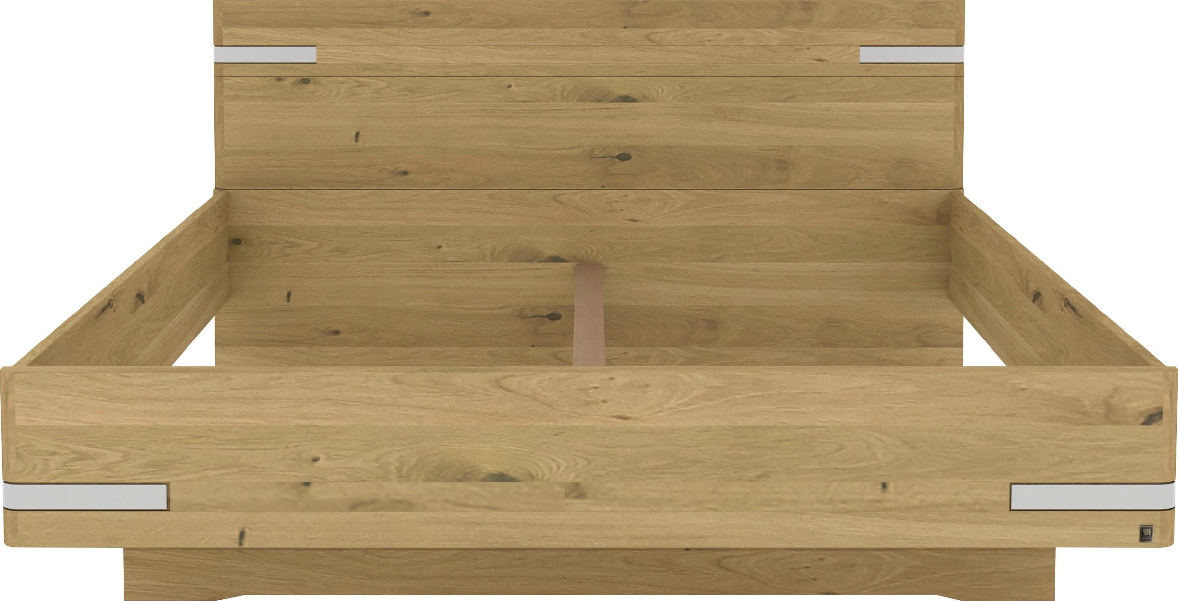 Musterring Holzbett »Savona, Bettgestell, Bettrahmen, teilmassiv Bianco-Eiche« Belastbarkeit 220 Kg, 4-fache Liegehöhenverstellung, MADE IN GERMANY,  Kopfteil in Bianco-Eiche massiv, Details in Chrom, verschiedene Grössen