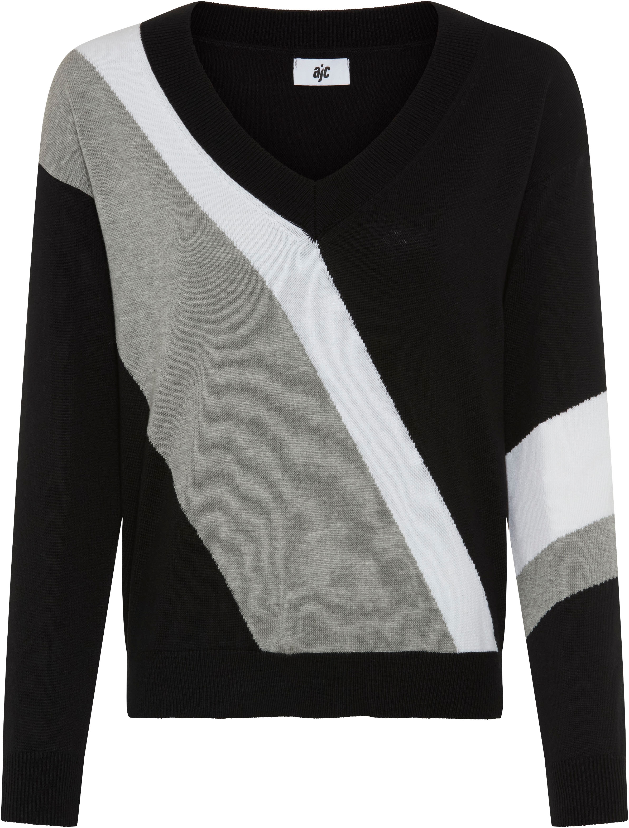 AJC Pull à rayures avec color blocking diagonal tendance
