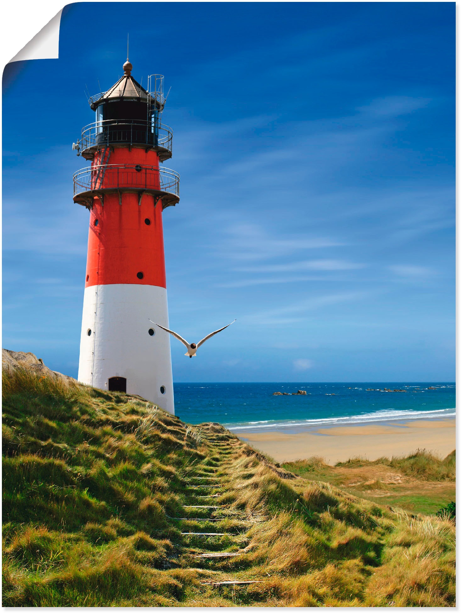 Artland Wandbild »Leuchtturm am als Leinwandbild, Gebäude, kaufen (1 Wandaufkleber oder St.), jetzt versch. Grössen in Poster Deich«