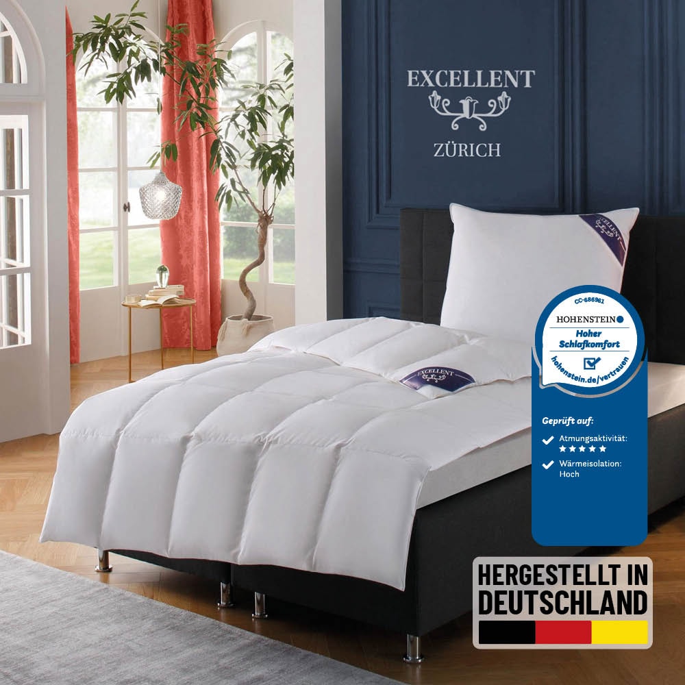 Image of Excellent Daunenbettdecke "Zürich, Bettdecke normal mit Bestnote "Hoher Schlafkomfort" bewertet." normal Füllung 100Daunen 1 Stk. tlg. Bettdecke 135x200 cm, 155x220cm und weitere Grössen, Made in Germany