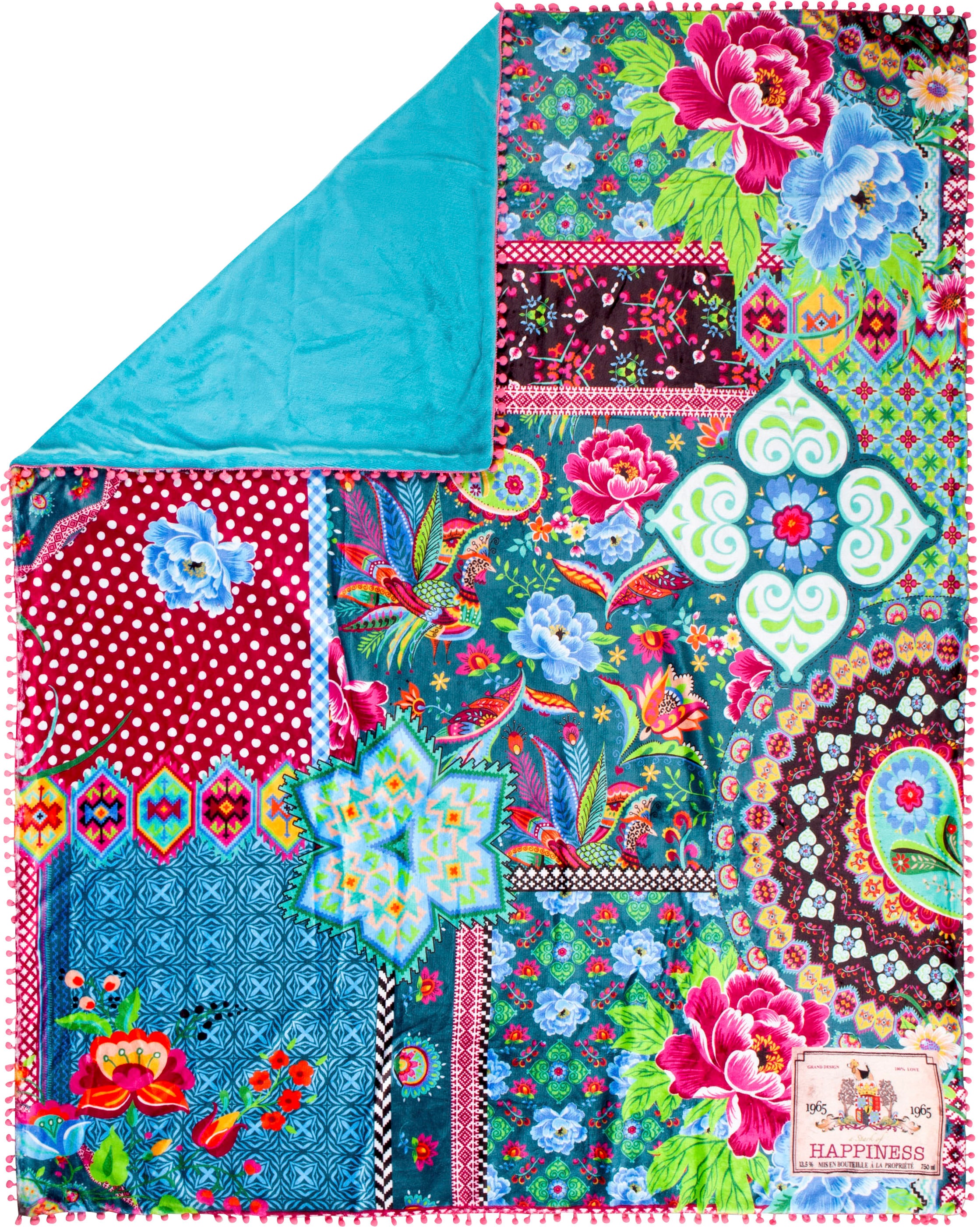 Image of Happiness Plaid »Peonia Patch«, mit Pompons, Kuscheldecke bei Ackermann Versand Schweiz
