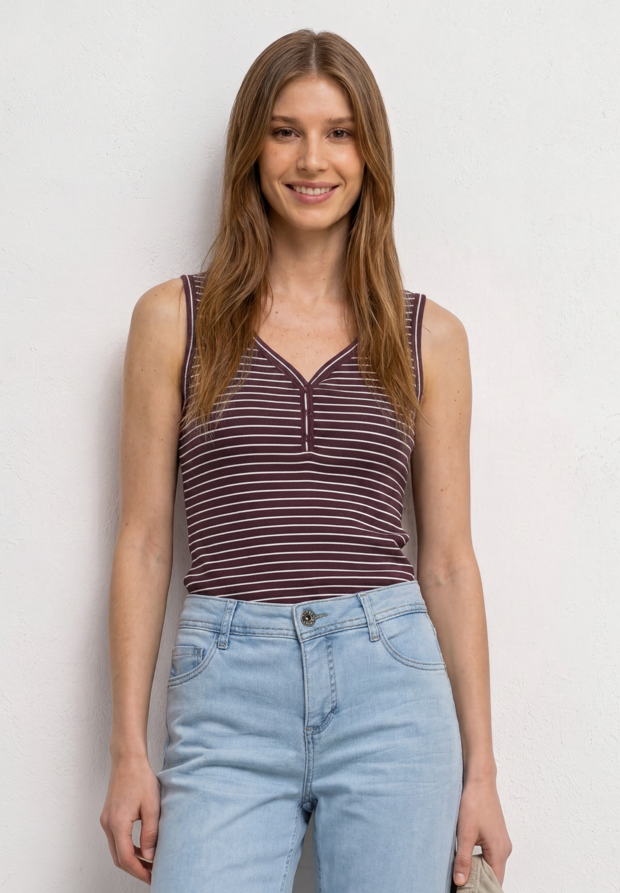 Image of STREET ONE Shirttop Sommertop mit V-Neck und Streifen