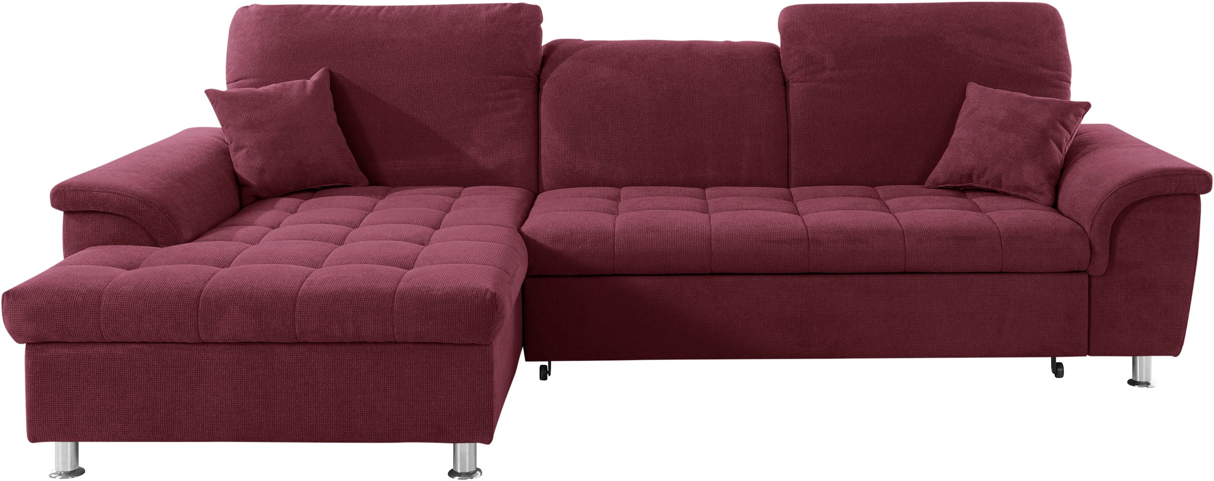 Image of DOMO collection Ecksofa »Franzi«, wahlweise mit Kopfteilverstellung (dann Tiefe: 170 cm), optional mit Bettfunktion und Bettkasten, inklusive Zierkissen bei Ackermann Versand Schweiz