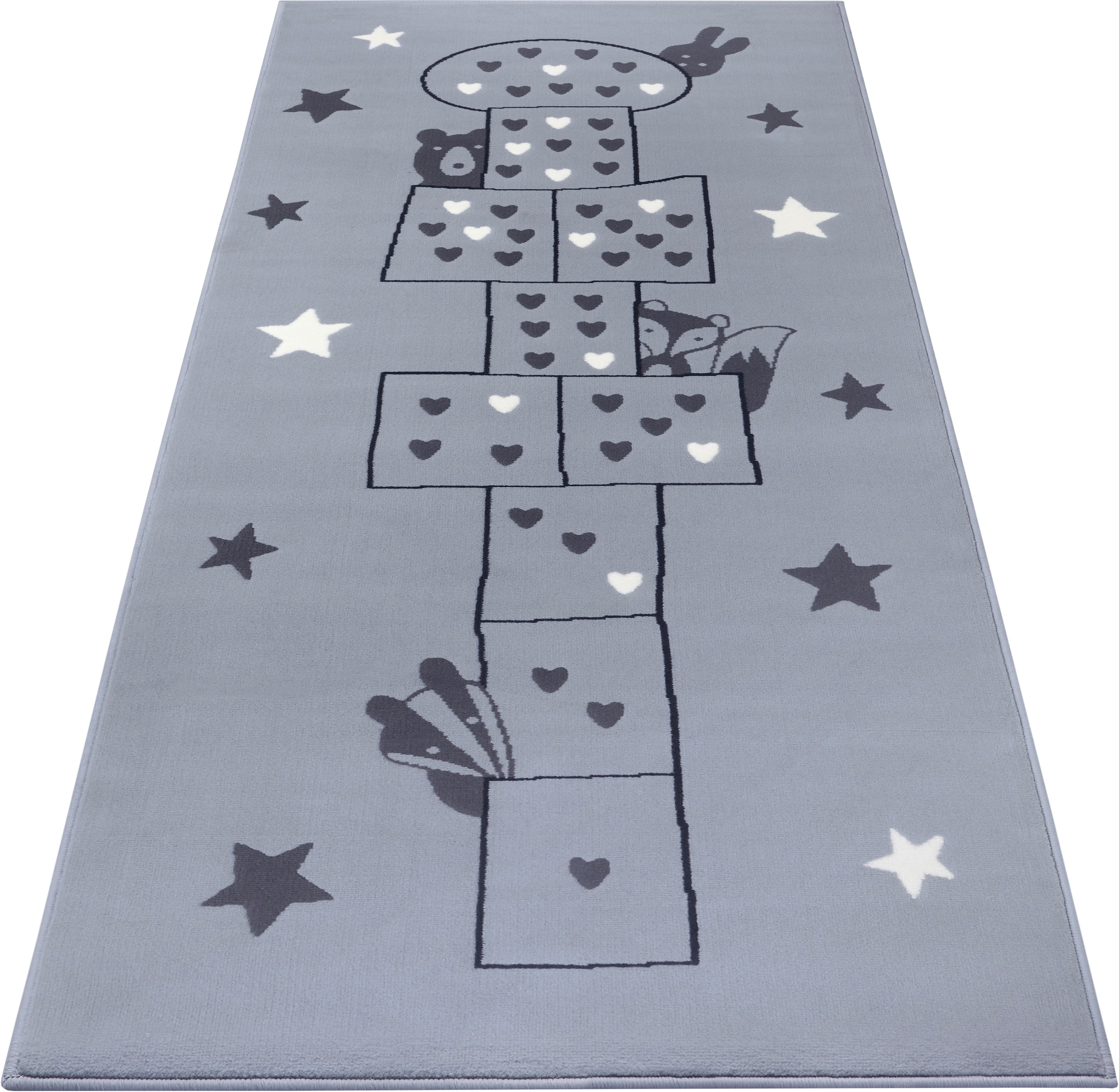 Image of HANSE Home Kinderteppich »Jump«, rechteckig, 9 mm Höhe, Spielunterlage Hüpfkästchen Himmel & Hölle, Tieren, Kinderzimmer, Flachgewebe, Pflegeleicht bei Ackermann Versand Schweiz