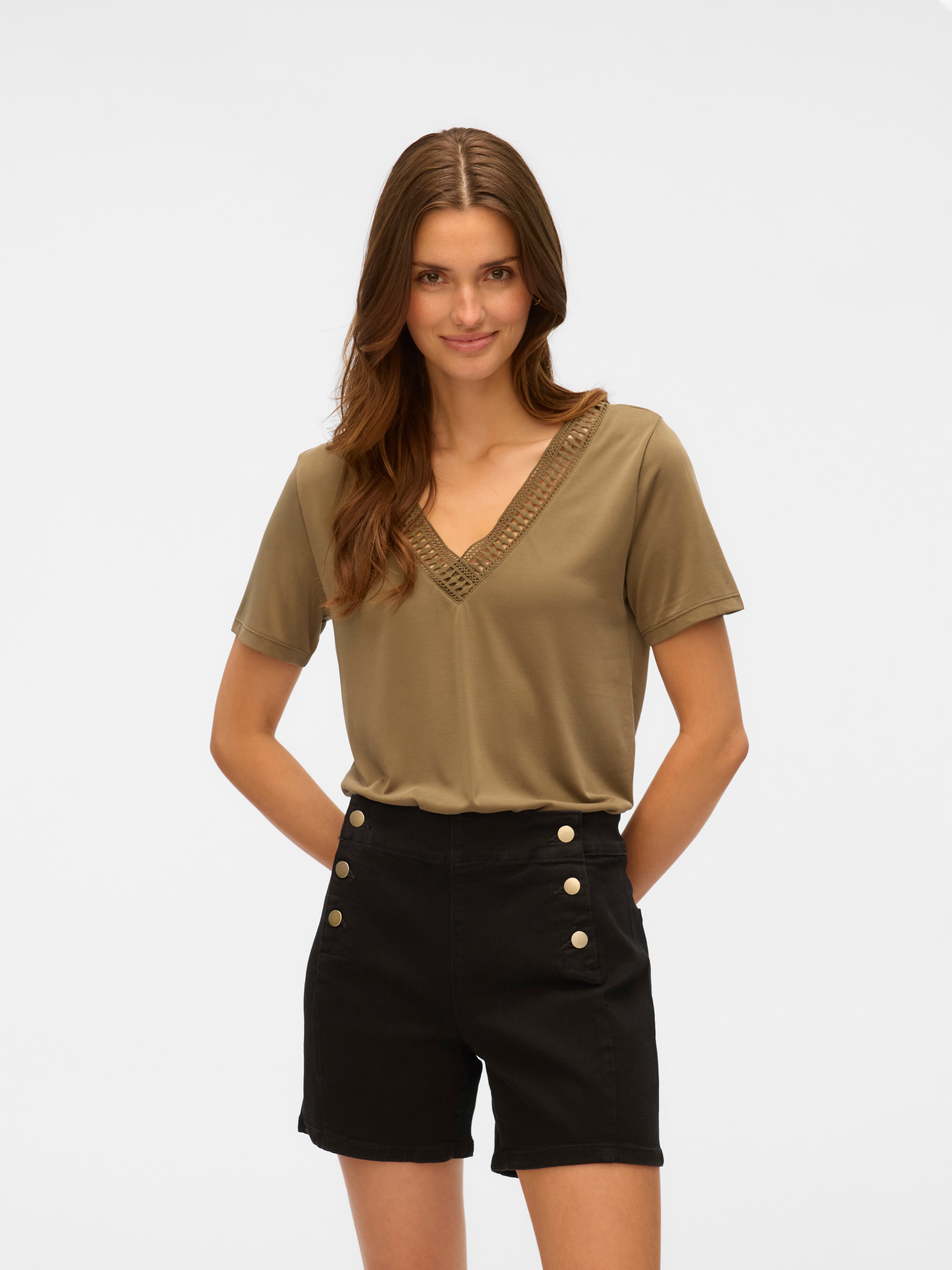 Vero Moda Kurzarmshirt »VMSAVANNAH LACE 2-WAY SS TOP JRS«