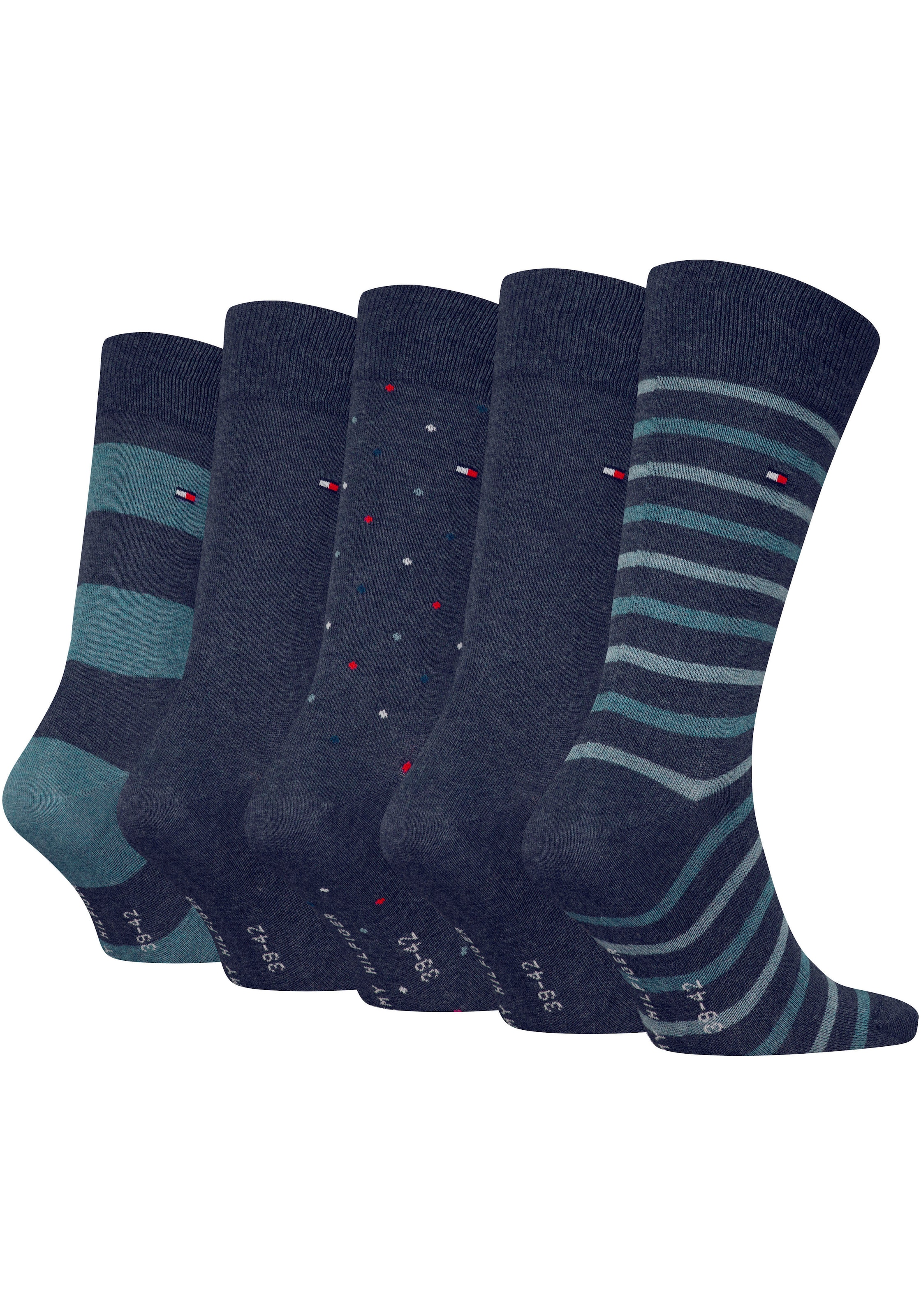 Tommy Hilfiger Socken, (5 Paar), Ideal zum Verschenken, Geschenkbox, Rippenbündchen
