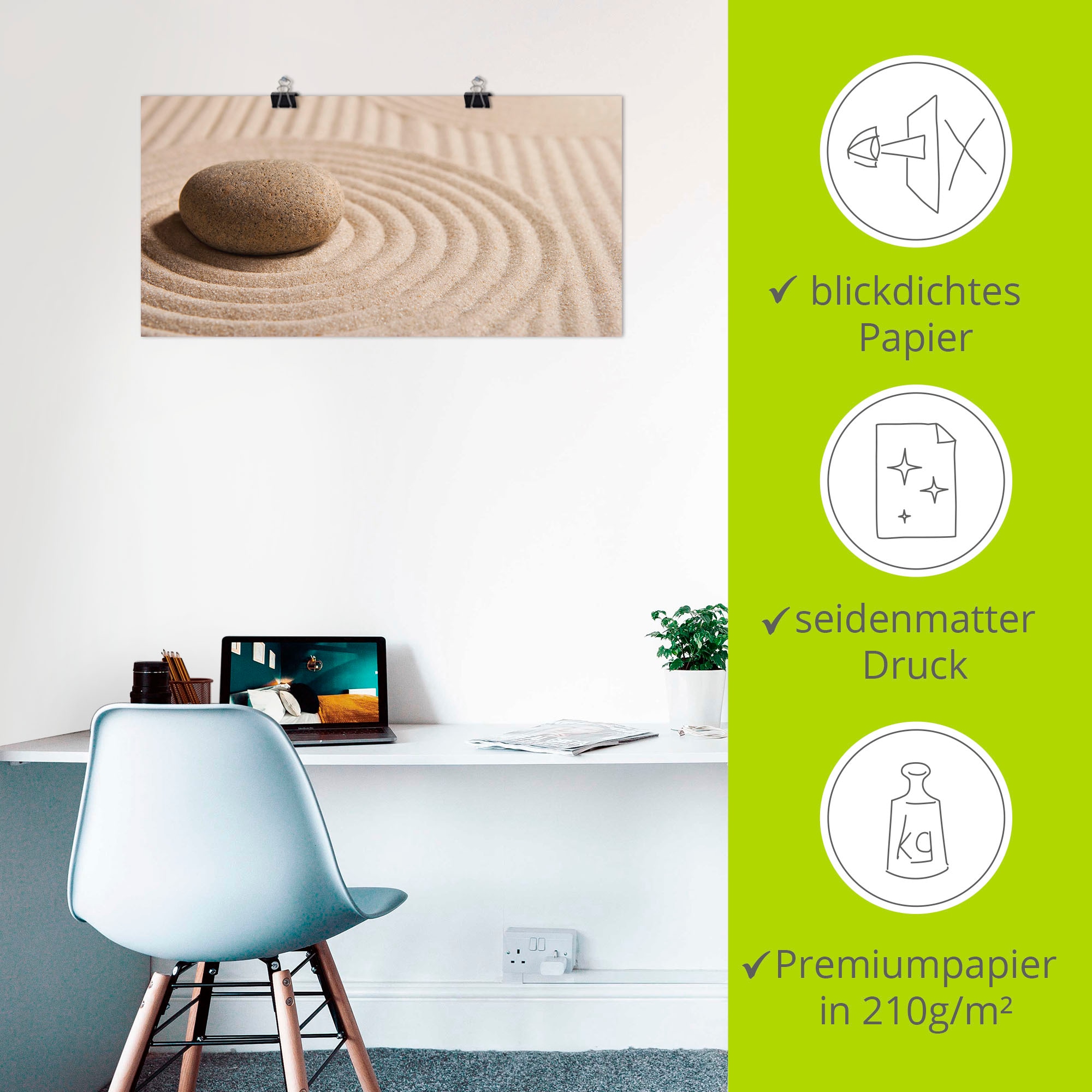 Artland Wandbild »Mini Zen Garten - Sand«, Zen, (1 St.), als Leinwandbild, Poster, Wandaufkleber in verschied. Grössen