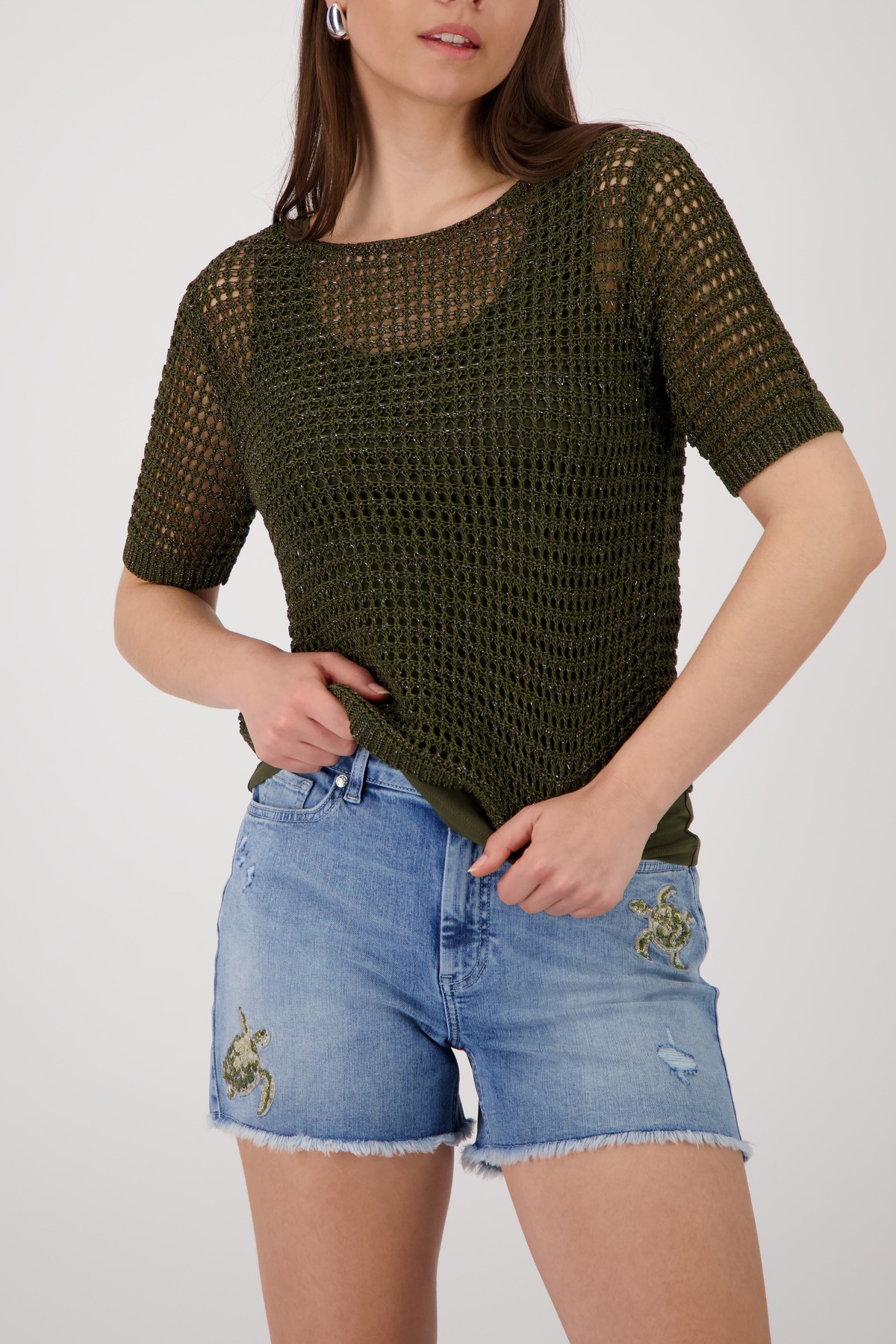 Image of Monari Strickpullover "Pullover Glanzbändchen" Regular fit mit Ajour-Strick