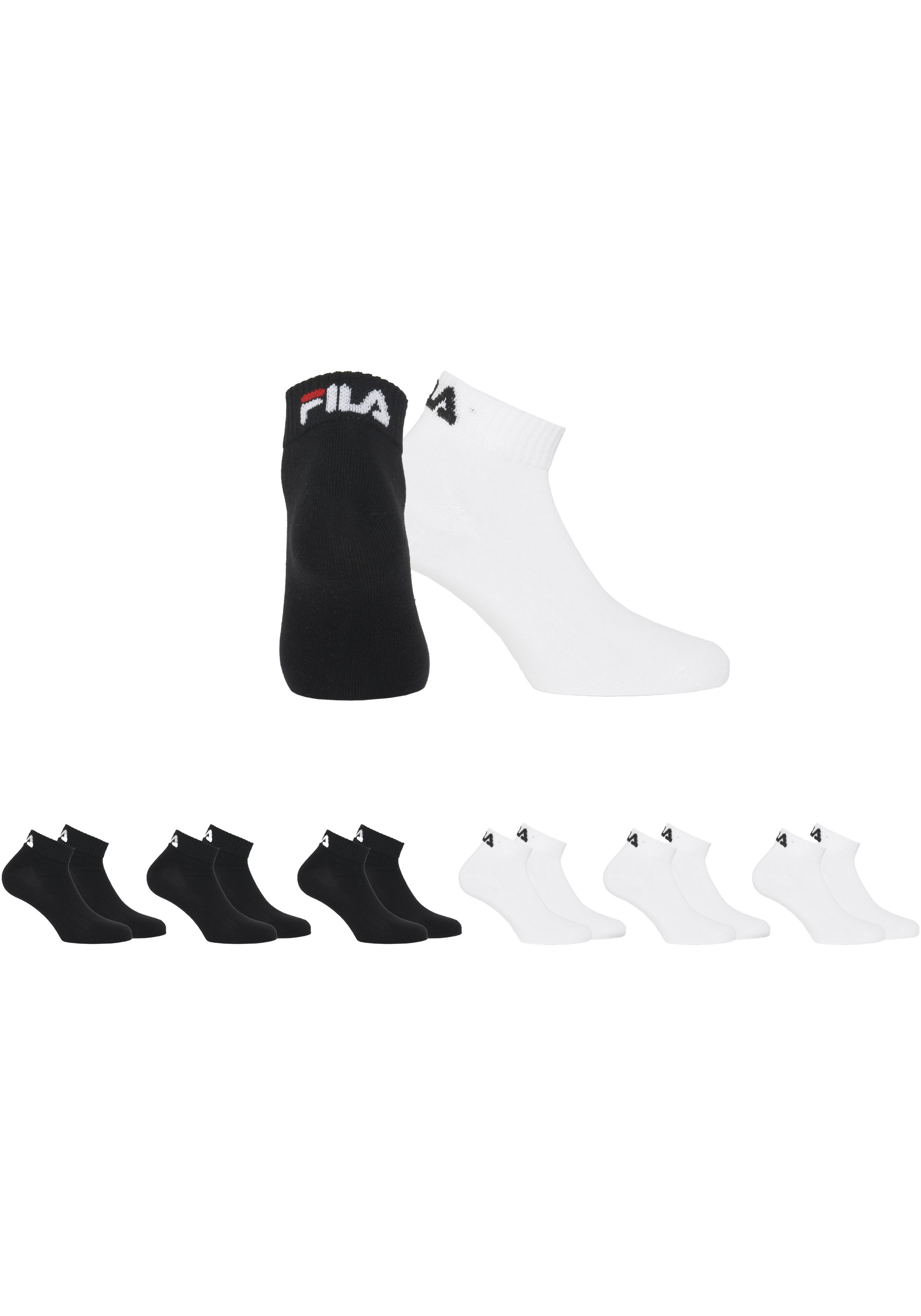 Fila Kurzsocken, (6er Pack), Baumwollmischung, Rippenbündchen, flache Zehennaht