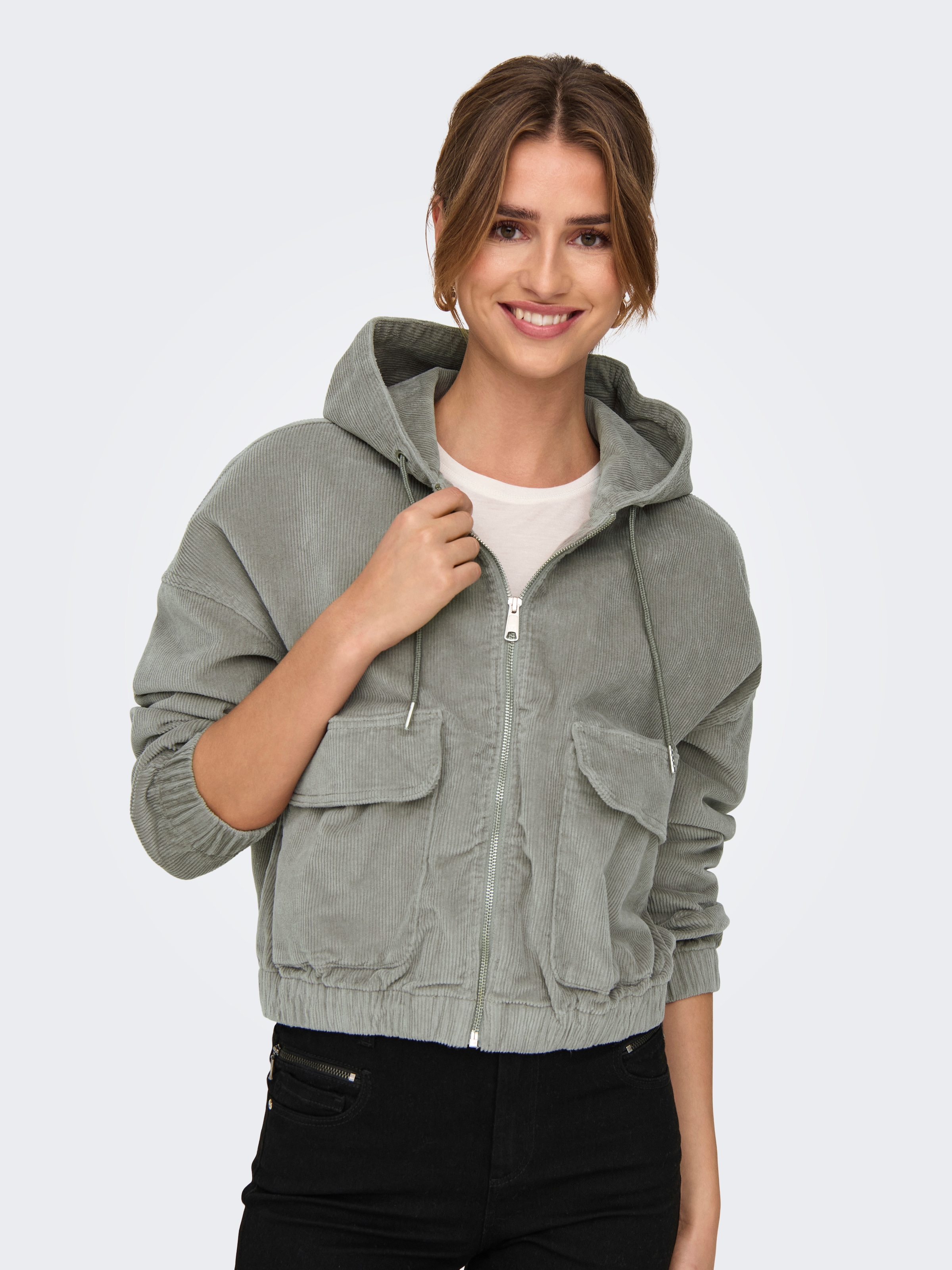 ONLY Cordjacke »ONLKENZIE L/S CORD JACKET PNT NOOS«, mit Kapuze