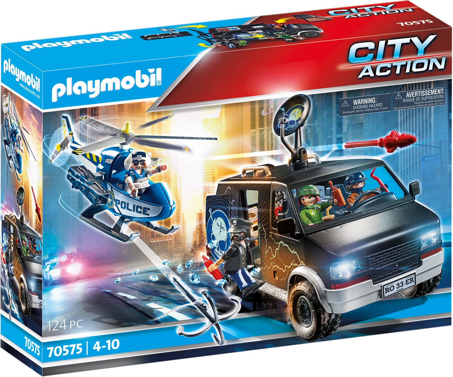 Image of Playmobil® Konstruktions-Spielset »Polizei-Helikopter: Verfolgung des Fluchtfahrzeugs (70575)«, (124 St.), City Action bei Ackermann Versand Schweiz