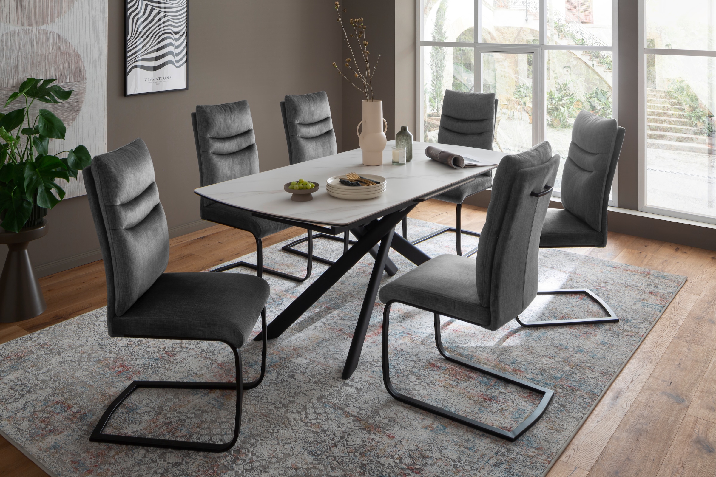 MCA furniture Table de salle à manger »VANINO Auszugtisch 180-230 cm marmoriert« 1 cuis tlg. Keramik,Metall,Synchronauszug,ausziehbar,8-10 Personen