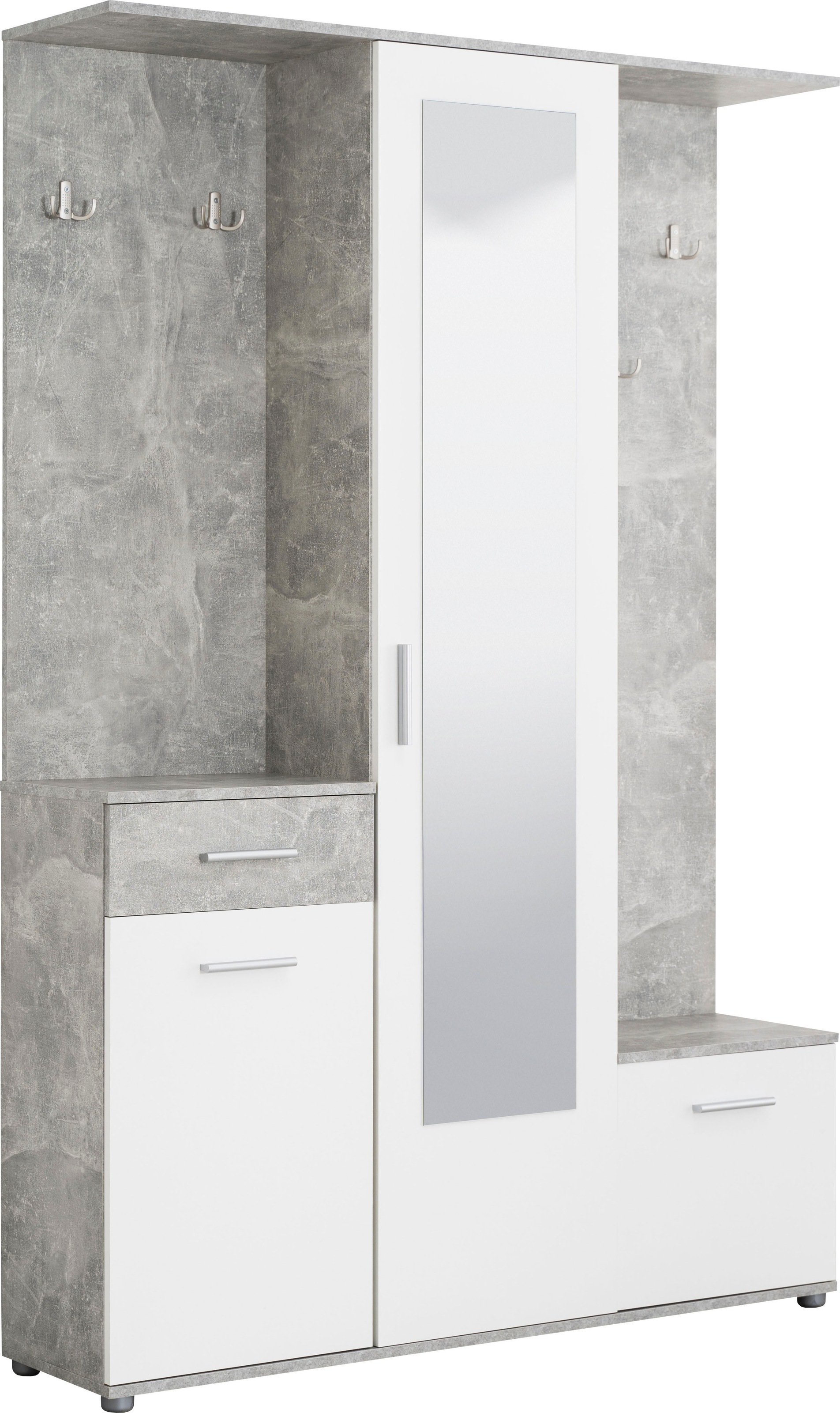 GOODproduct Kompaktgarderobe "Martin Flurgarderobe, Dielenschrank, Flurmöbel, Breite 134 cm" Schuhschrank, mit Spiegel, in modernen Farben, mit 10 Haken