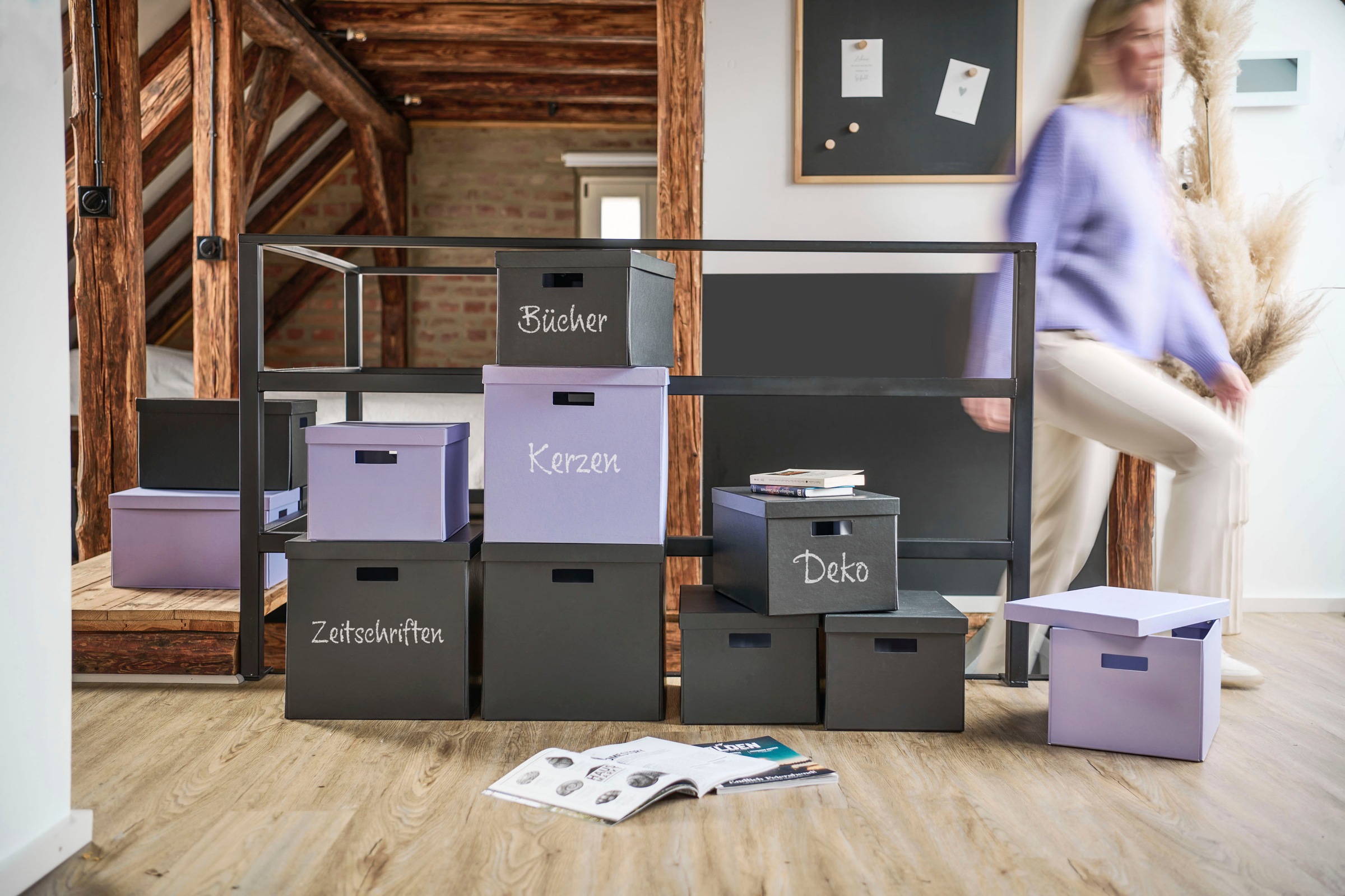 Zeller Present Boîte de rangement beschriftbar, recycelter Karton