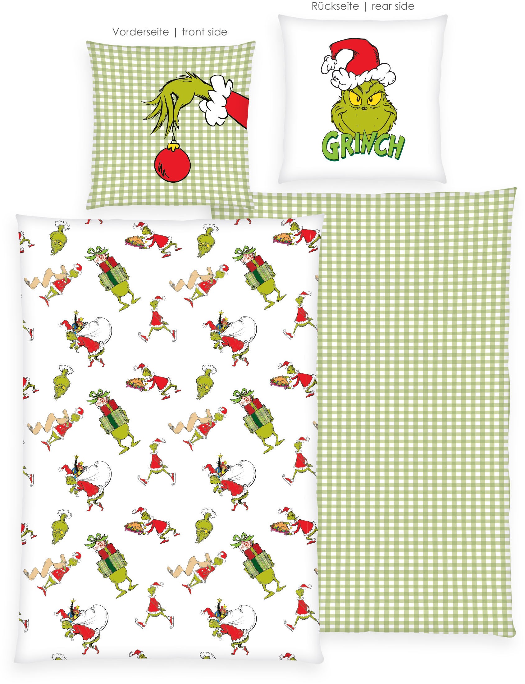 The Grinch Linge de lit réversible »Grinch« 2 cuis avec motif mignon en allover