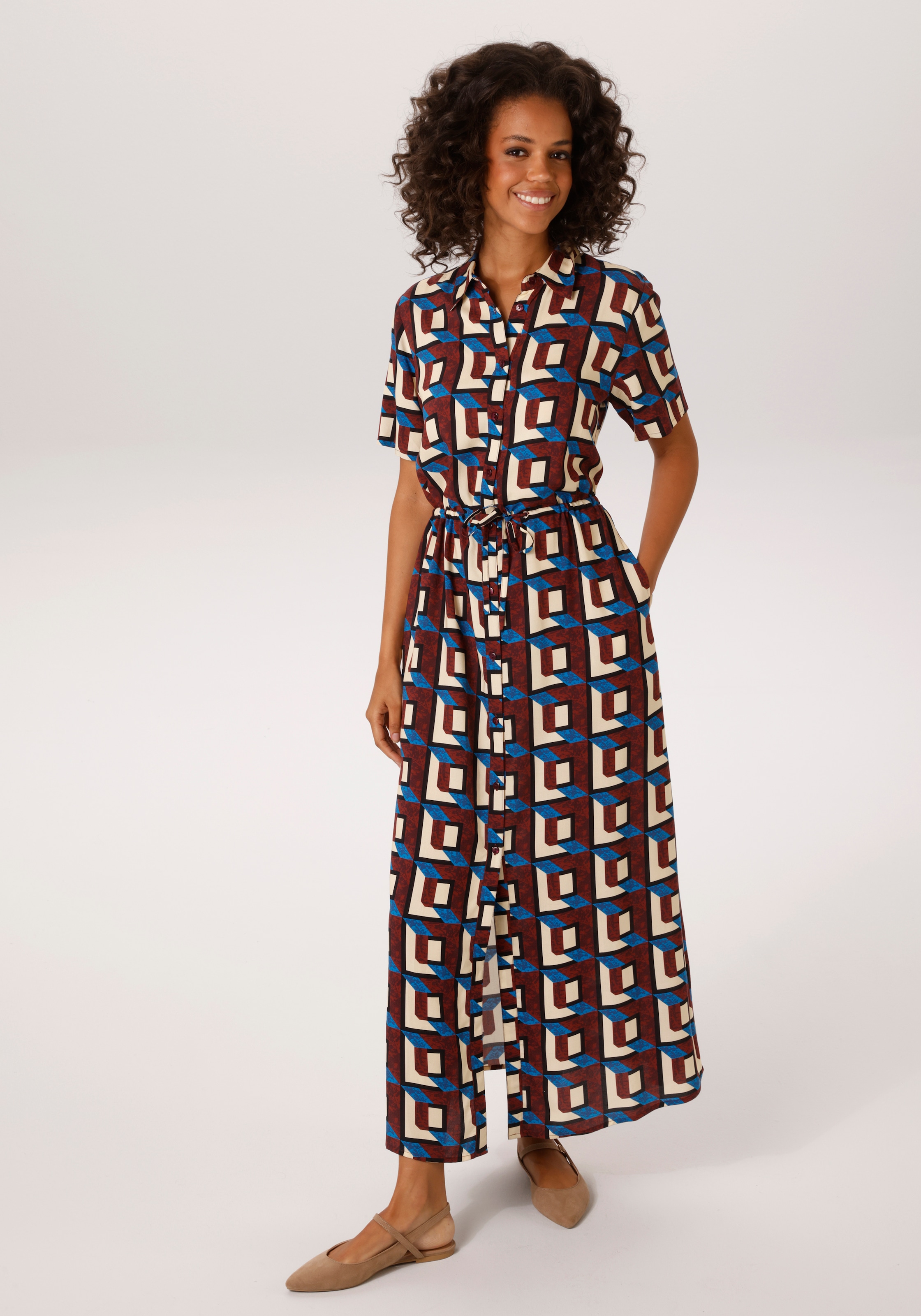 Image of Aniston CASUAL Sommerkleid Eingrifftaschen mit trendfarbenem, grafischen Druck