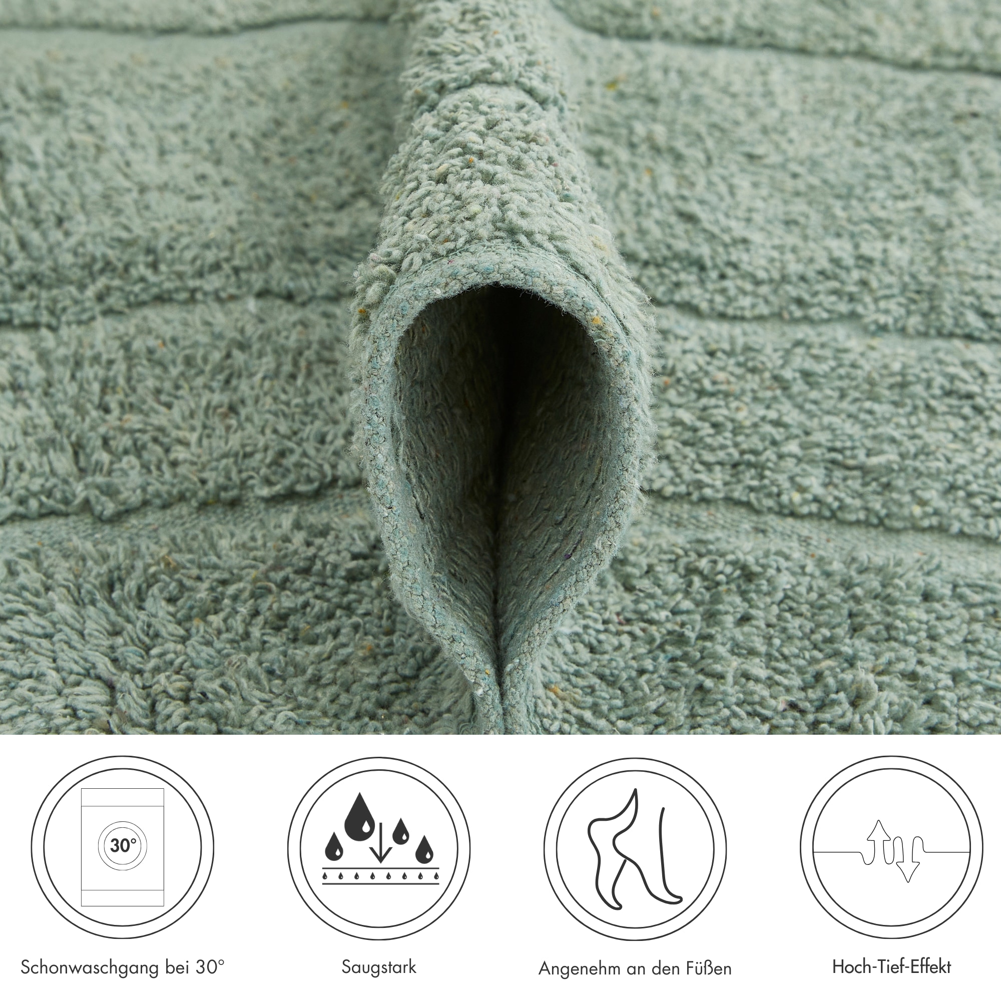 Andiamo Badematte »Havanna, 50x80 cm« Höhe 7,5 mm fussbodenheizungsgeeignet | schnell trocknend Badteppich, Uni Farben, Hoch-Tief Effekt, verschiedene Designs