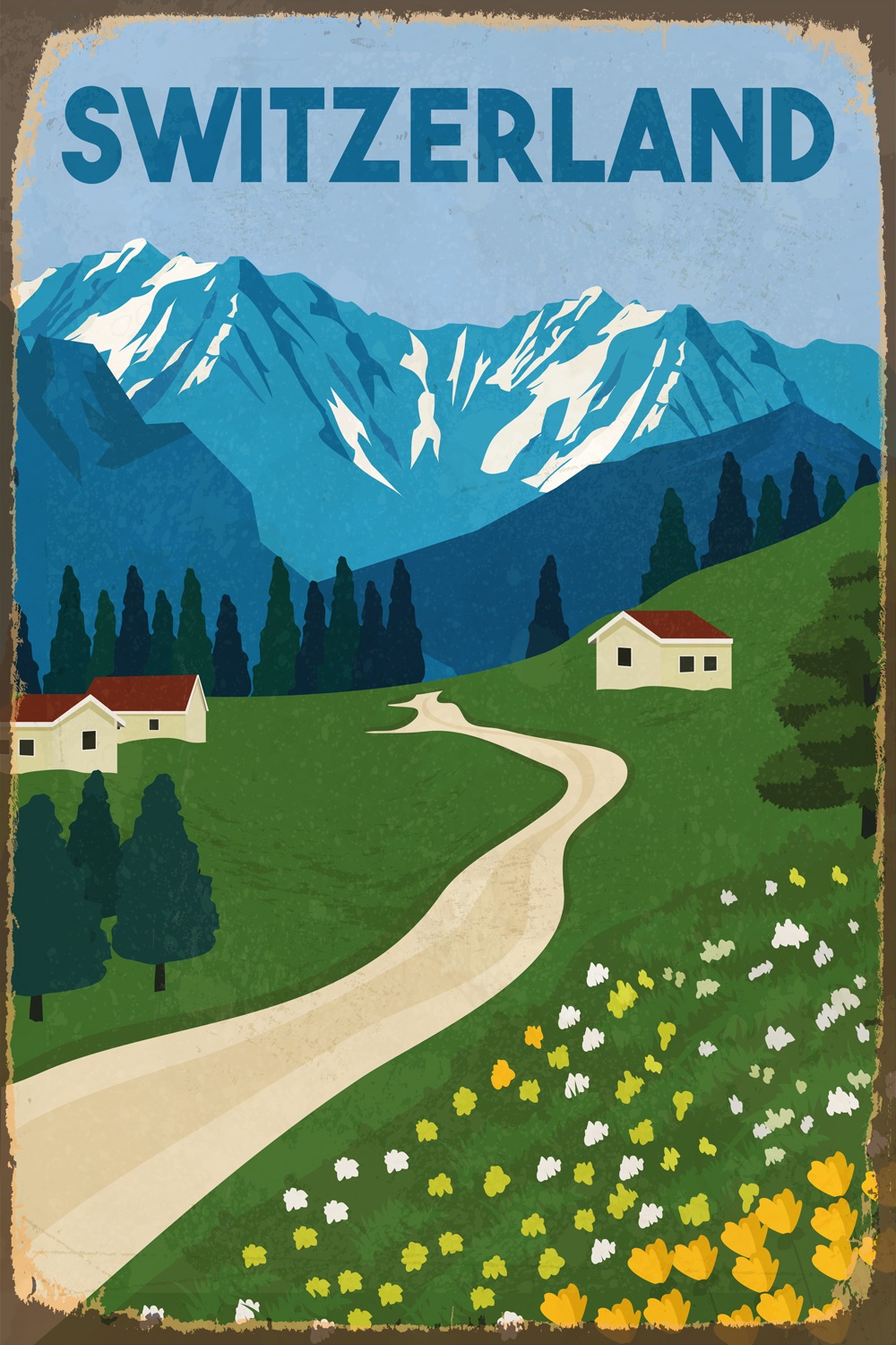 Image of queence Metallbild "SWITZERLAND" Schweiz Blechschilder