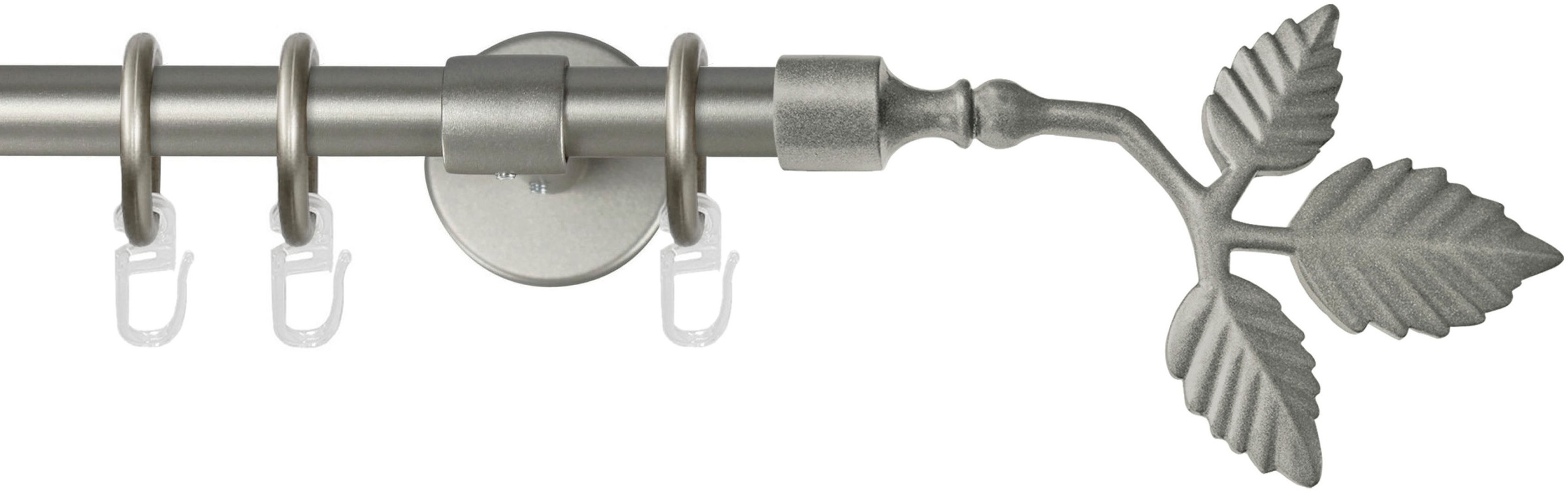 Image of GARESA Gardinenstange »RUSTIKA«, 1 läufig-läufig, Wunschmasslänge, rustikale Vorhanggarnitur, einfache Montage, m. Stangenverbinder verlängerbar, Wandmontage, Eisen, m. Ringe, Endk. Blatt bei Ackermann Versand Schweiz