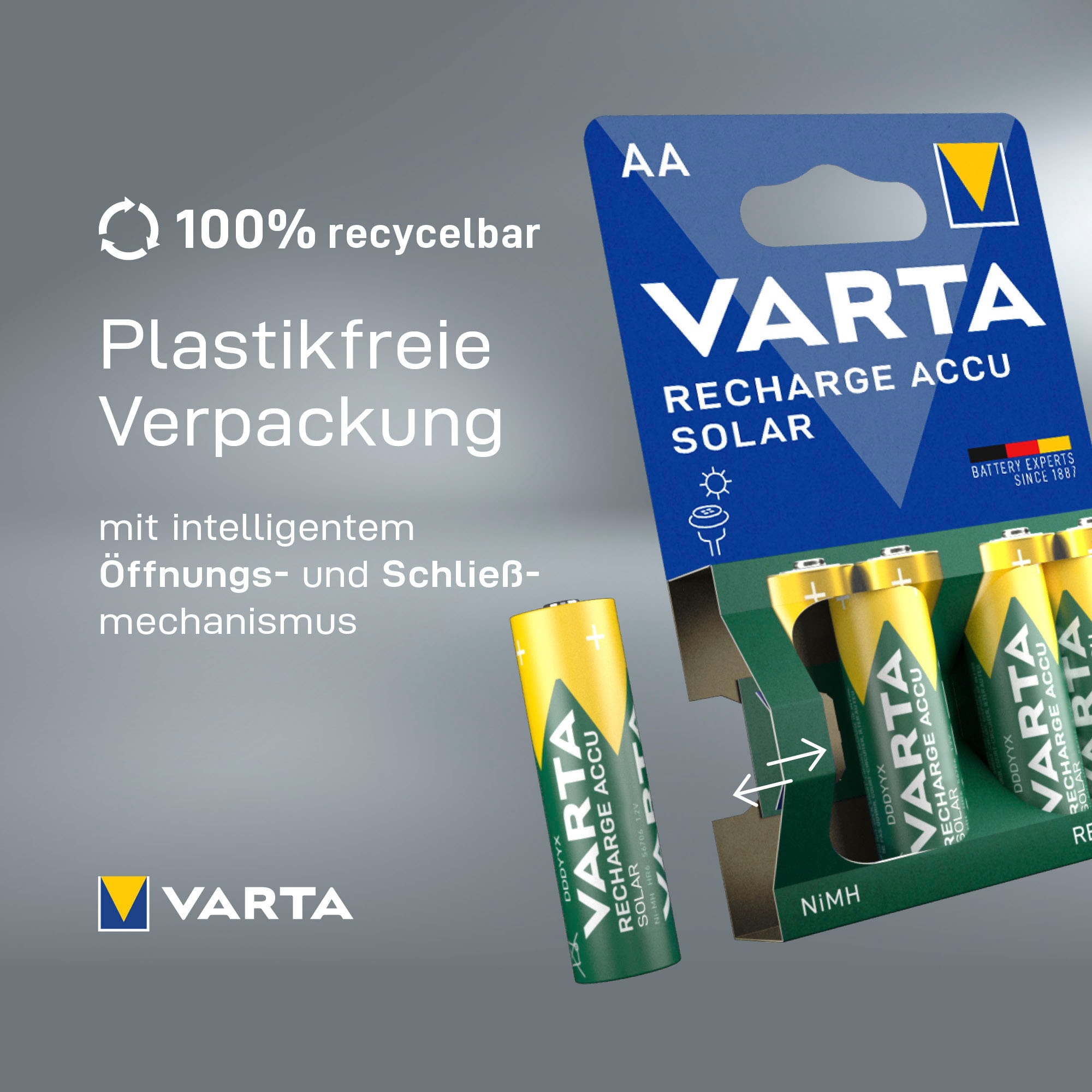 VARTA Akkupacks »8er Pack Recharge Accu Solar AAA 550 mAh«, Micro, AAA, 550 mAh