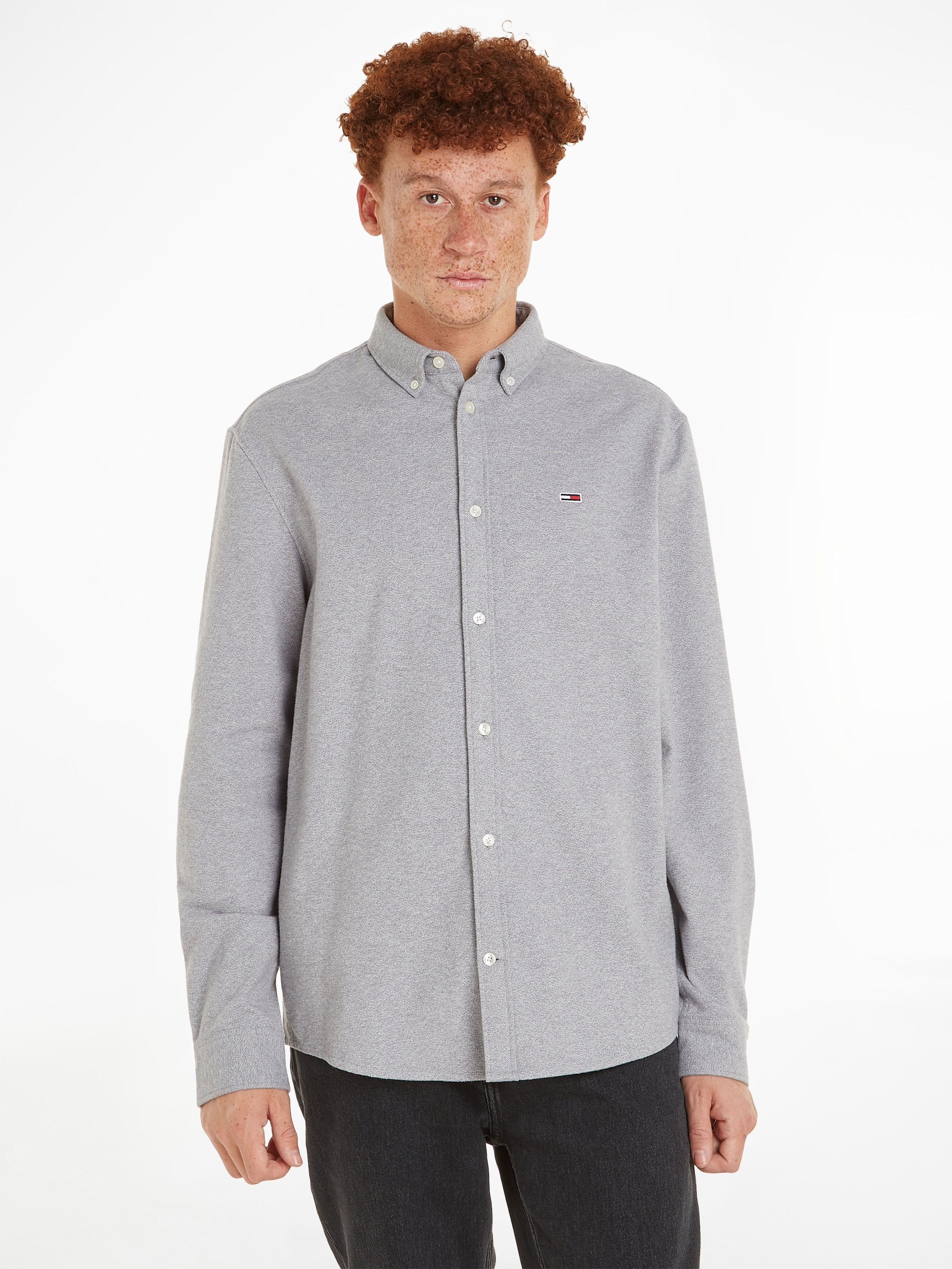 Tommy Jeans Langarmhemd »TJM REG BRUSHED GRINDLE SHIRT«, mit Button-down-Kragen