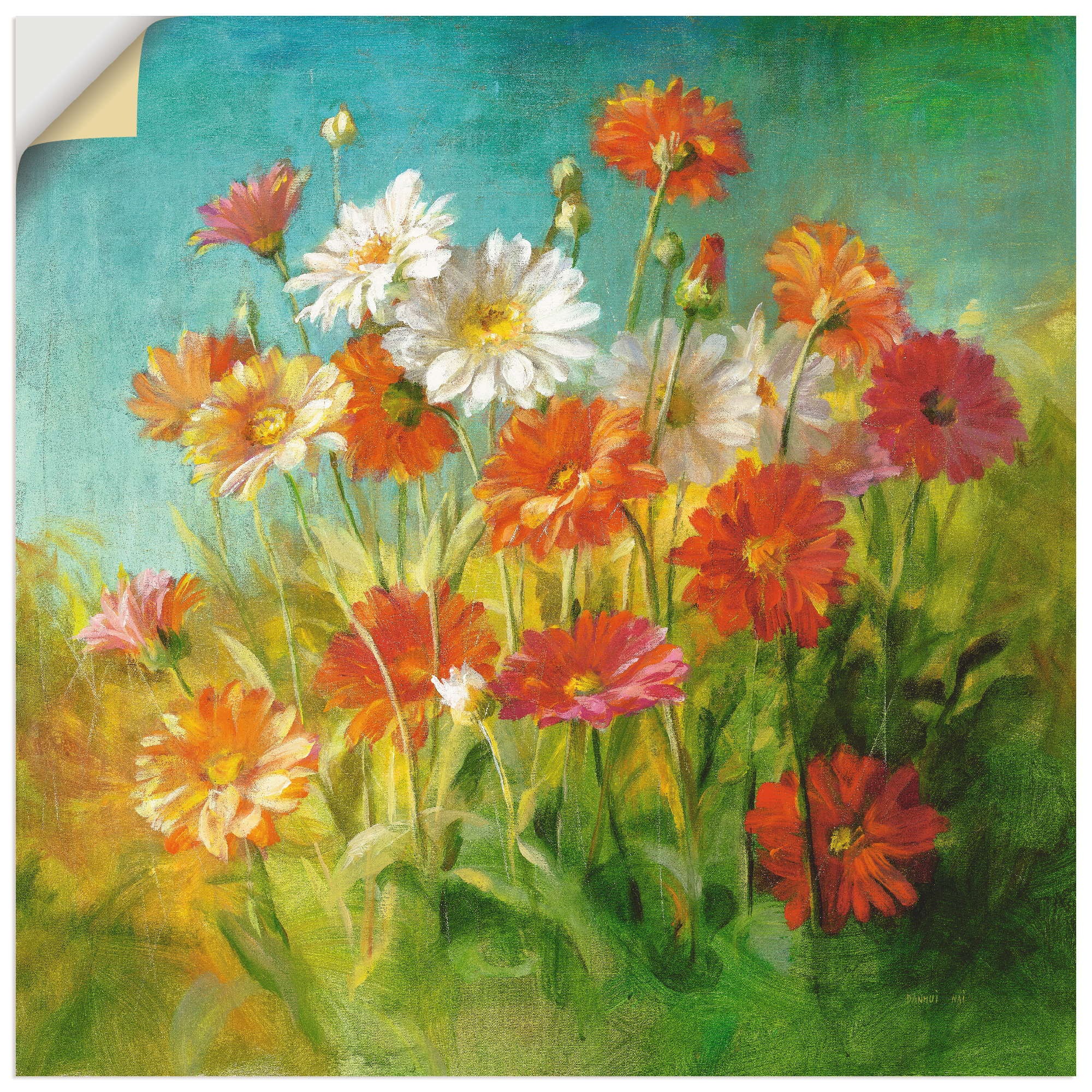 Image of Artland Wandbild »Gemalte Gänseblümchen«, Blumen, (1 St.), in vielen Grössen & Produktarten -Leinwandbild, Poster, Wandaufkleber / Wandtattoo auch für Badezimmer geeignet bei Ackermann Versand Schweiz