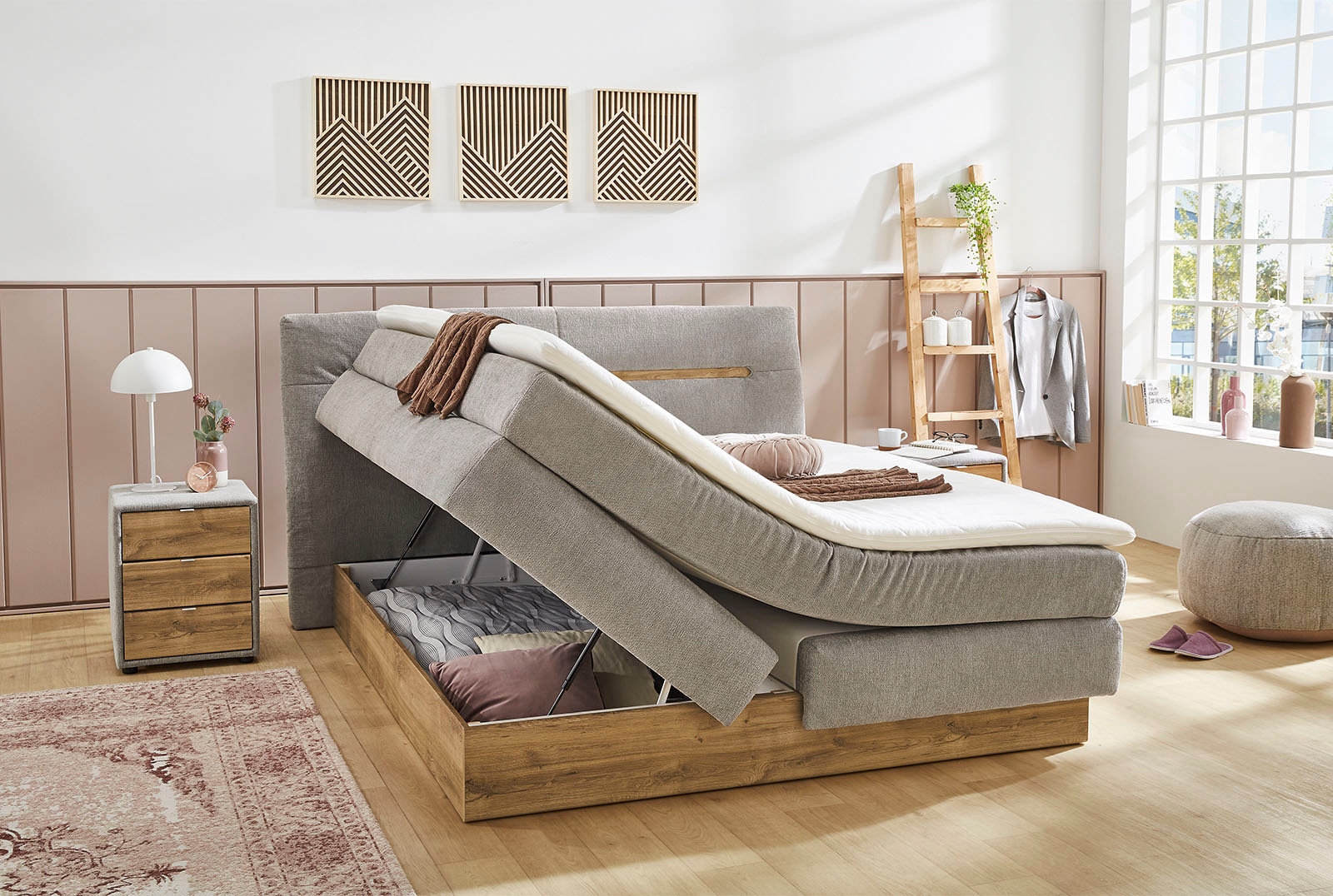 Jockenhöfer Gruppe Lit boxspring »Nika erhältlich in der Grösse 180x200cm« avec coffre de lit, matelas 7 zones, surmatelas, plusieurs degrés de fermeté au choix