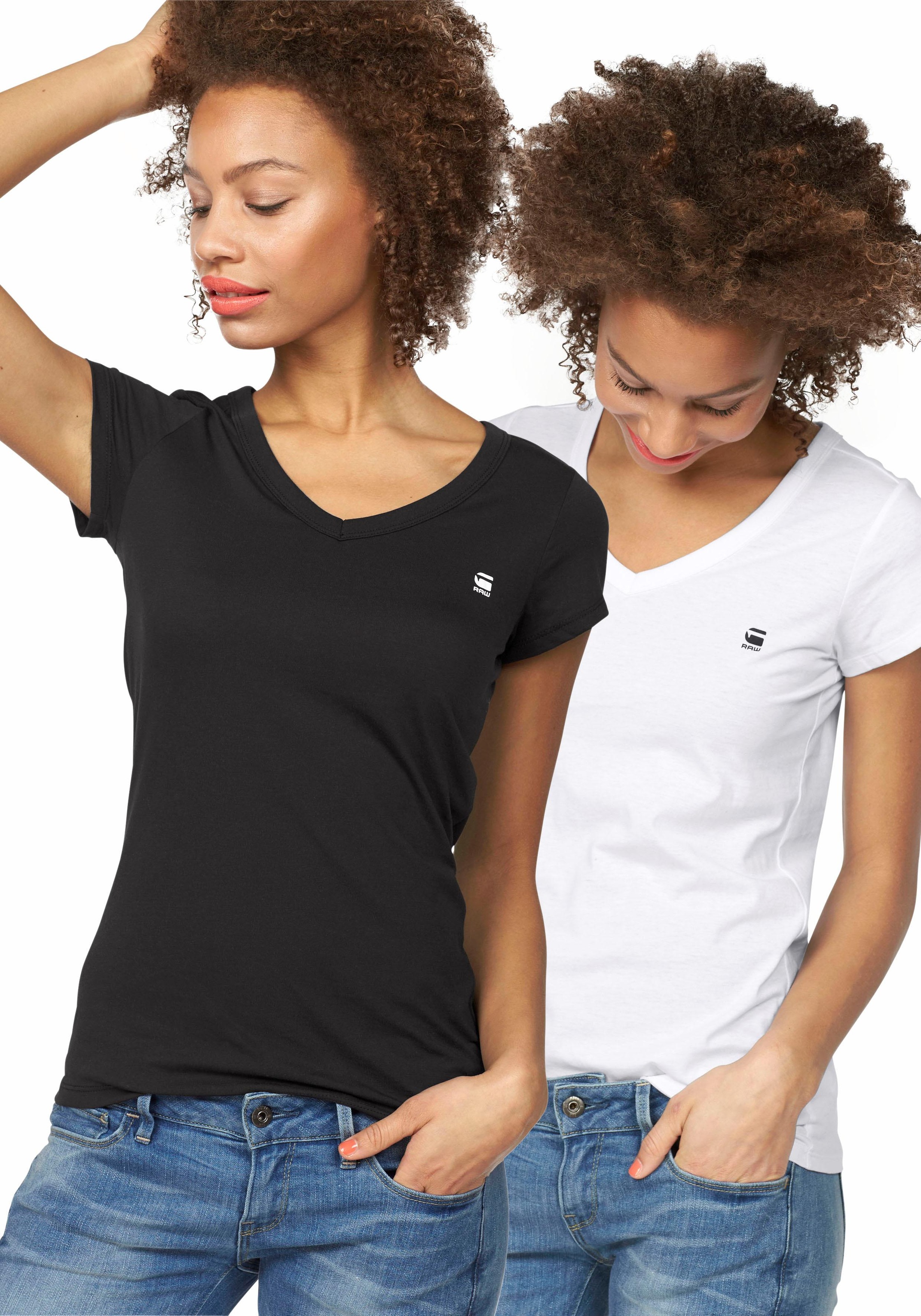 Image of G-Star RAW V-Shirt »Logo V-neck«, (Packung, 2er-Pack) bei Ackermann Versand Schweiz