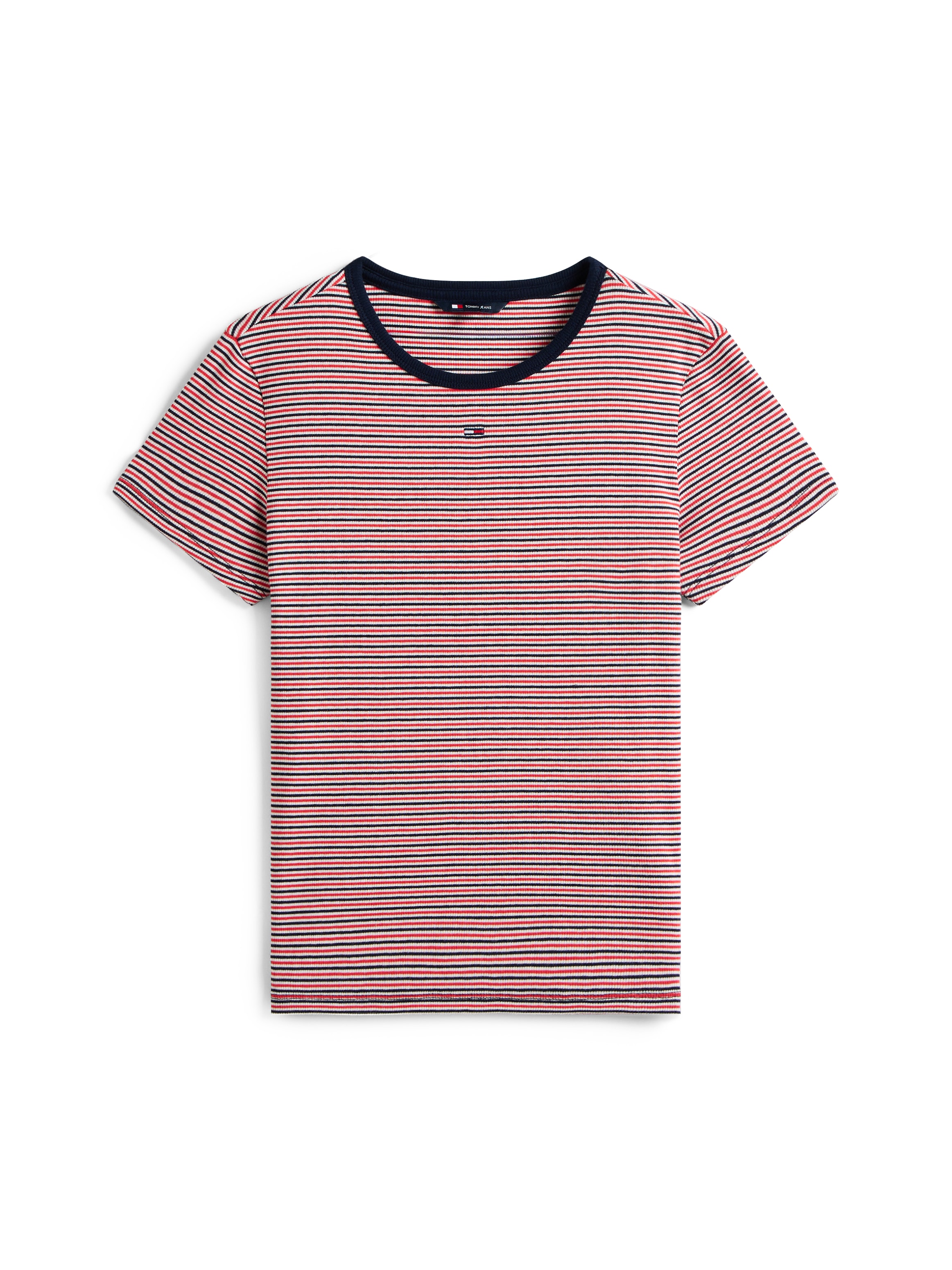 Tommy Jeans T-shirt à manches courtes »TJW ESSENTIAL RIB SHORT SLEEVE EXT« Baumwollmischung in gerippter Struktur, Slim Fit