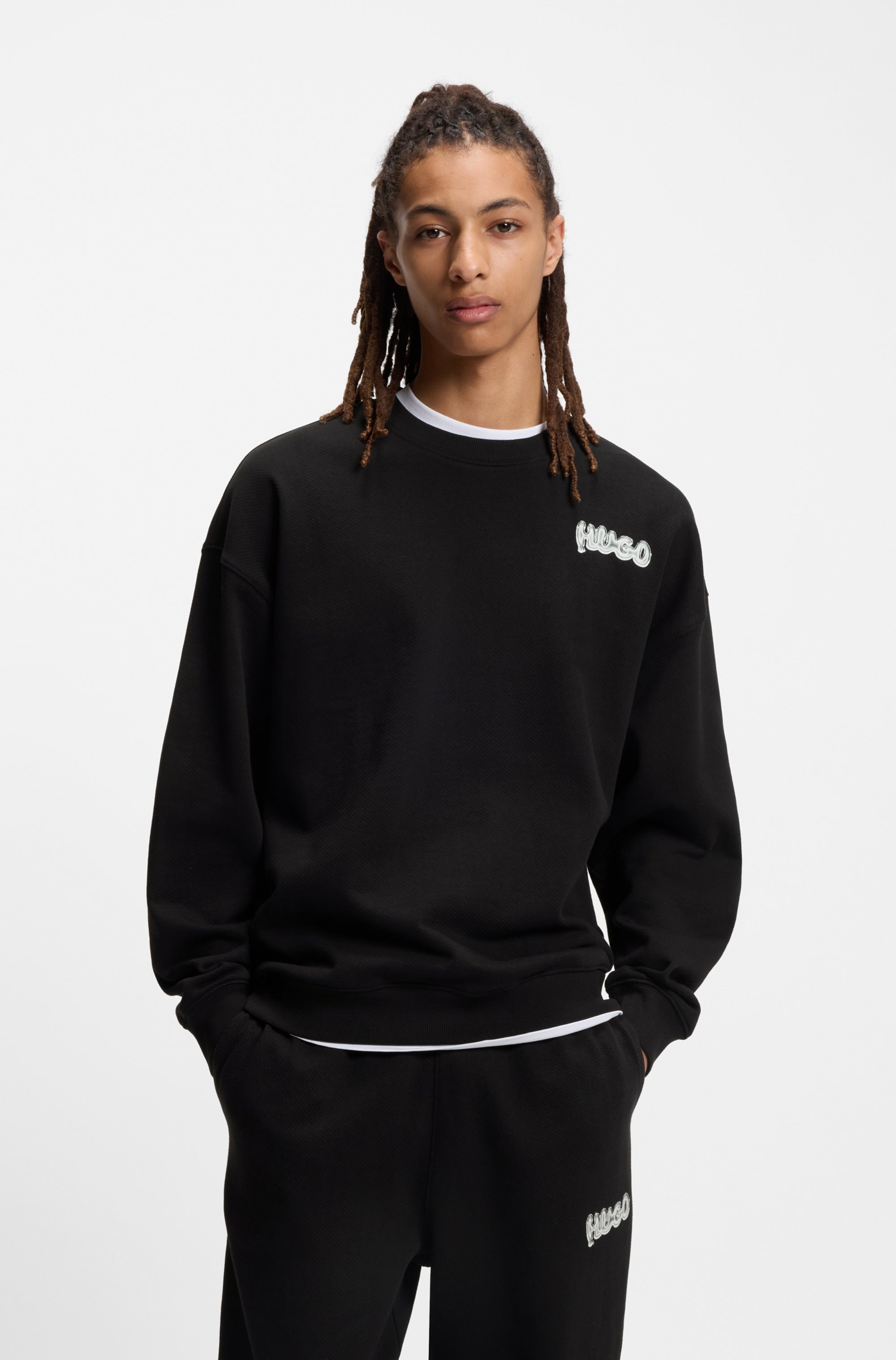 Image of HUGO Sweatshirt "Nyrocrew", Rückenaufdruck in Chrom-Optik, Rundhalsausschnitt, Loose fit