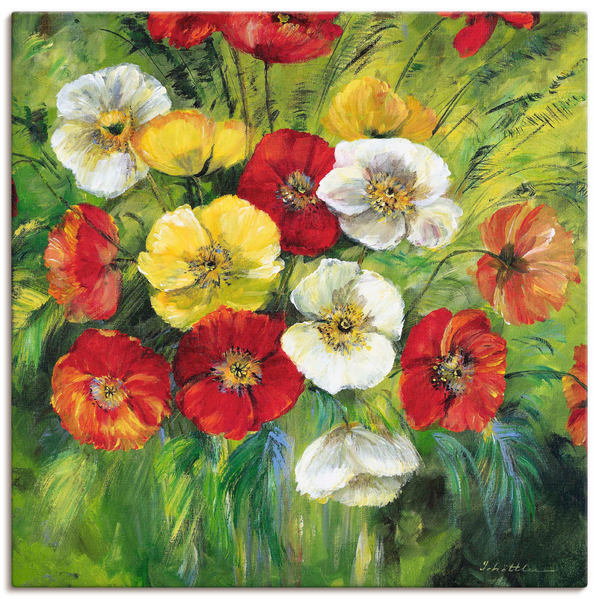Image of Artland Leinwandbild "Bunter Blumenstrauss" Blumen 1 Stk. tlg. auf Holzrahmen gespannt