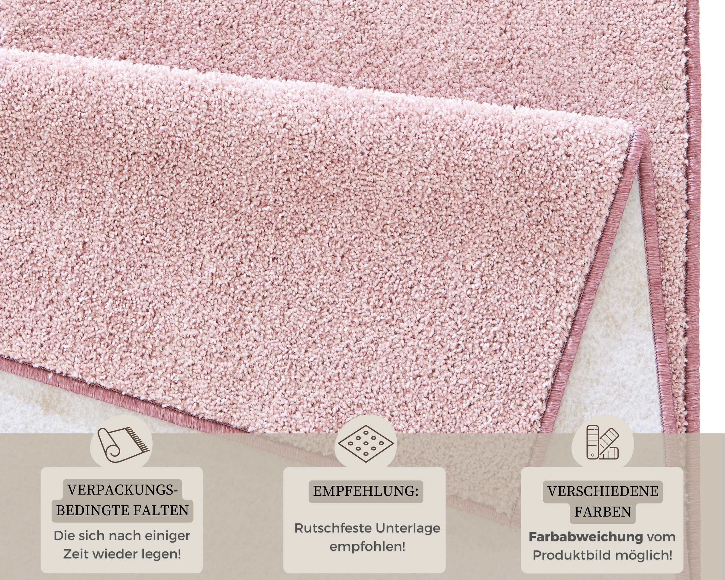 HANSE Home Teppich »Pure 100 Kurzflor«, rechteckig, 13 mm Höhe, Kurzflor, uni, umkettelt, Läufer, Wohnzimmer, Kinderzimmer, Flur