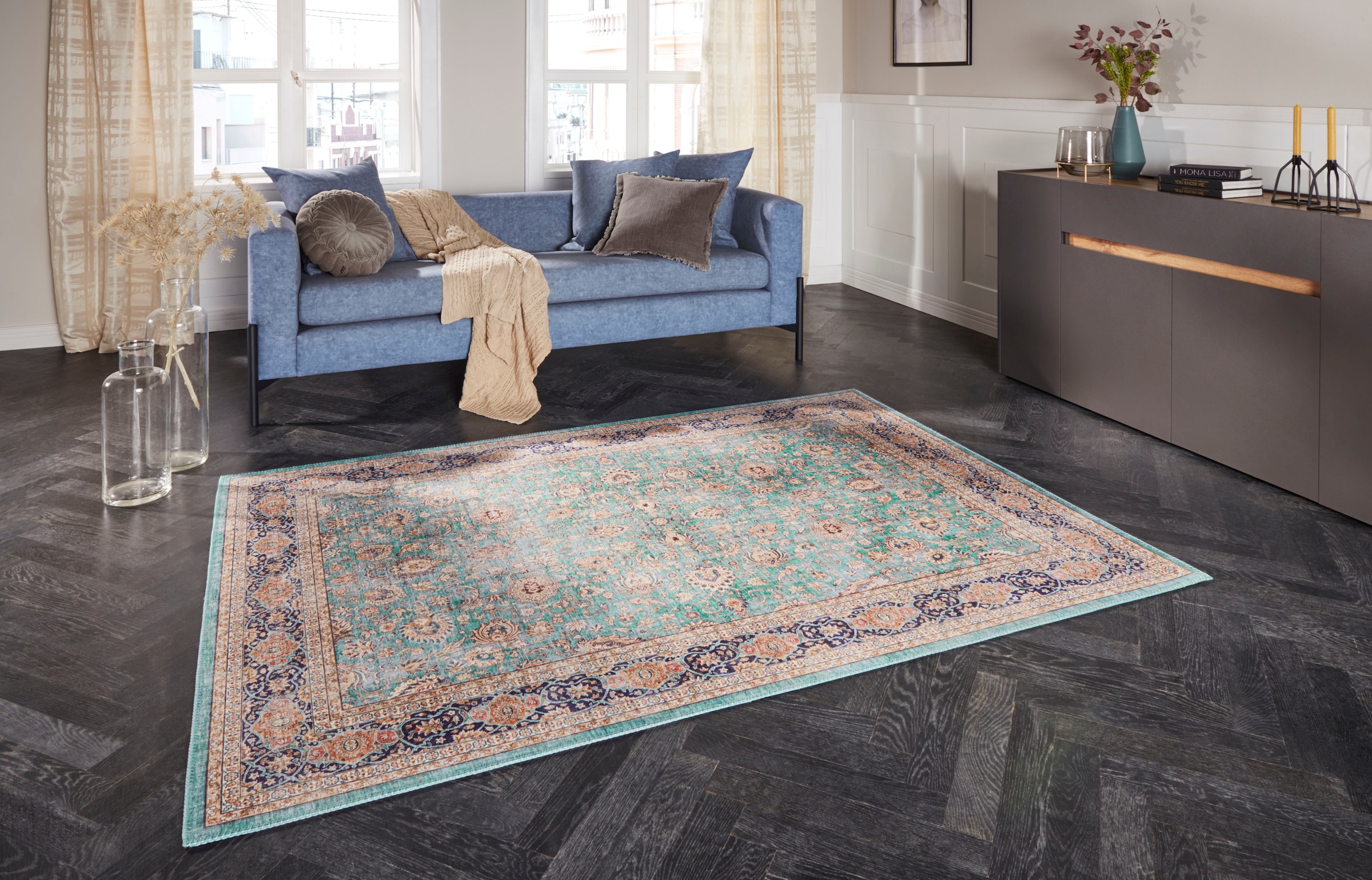Image of ELLE DECORATION Teppich "Keshan Maschad" rechteckig 5 mm Höhe Orientalisch, Läufer, Kurzflor, Vintage, Wohnzimmer, Schlafzimmer