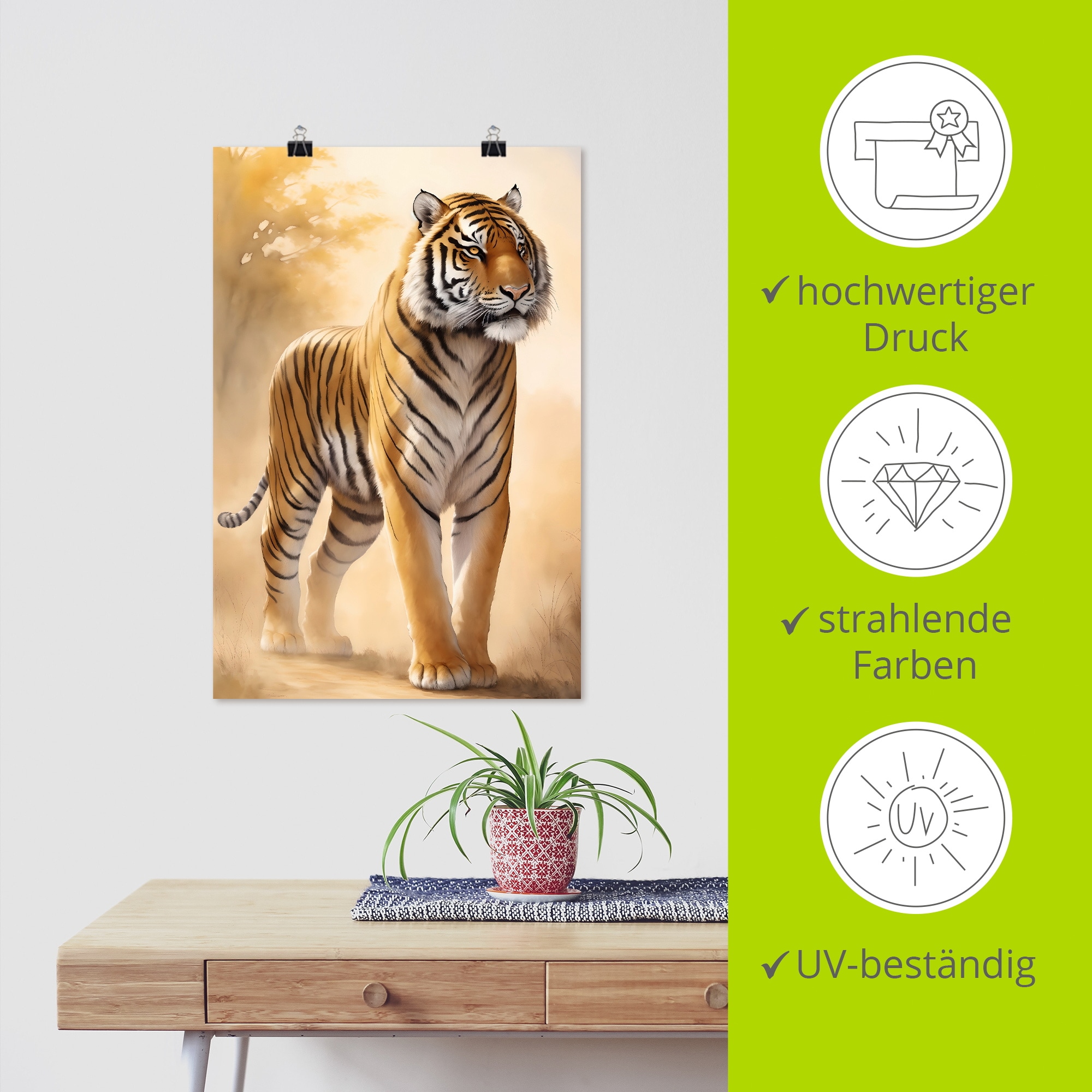 Artland Wandbild »Tiger« 1 Stk. tlg. als Alubild, Leinwandbild, Poster, Wandaufkleber in verschied. Grössen