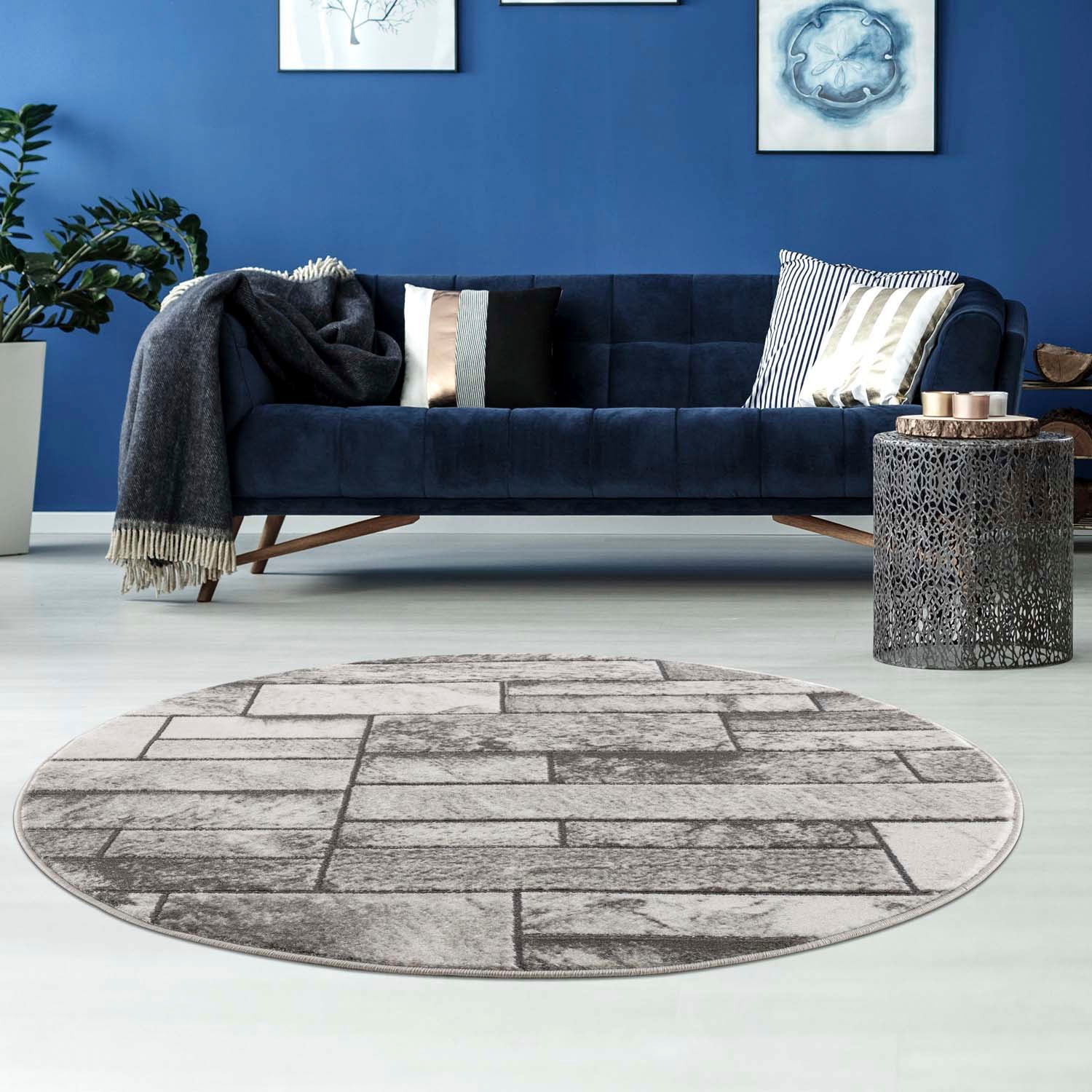 Image of Carpet City Teppich "Noa 9250" rund 11 mm Höhe Stein Optik, Kurzflor, Modern, Weicher For, Pflegeleicht