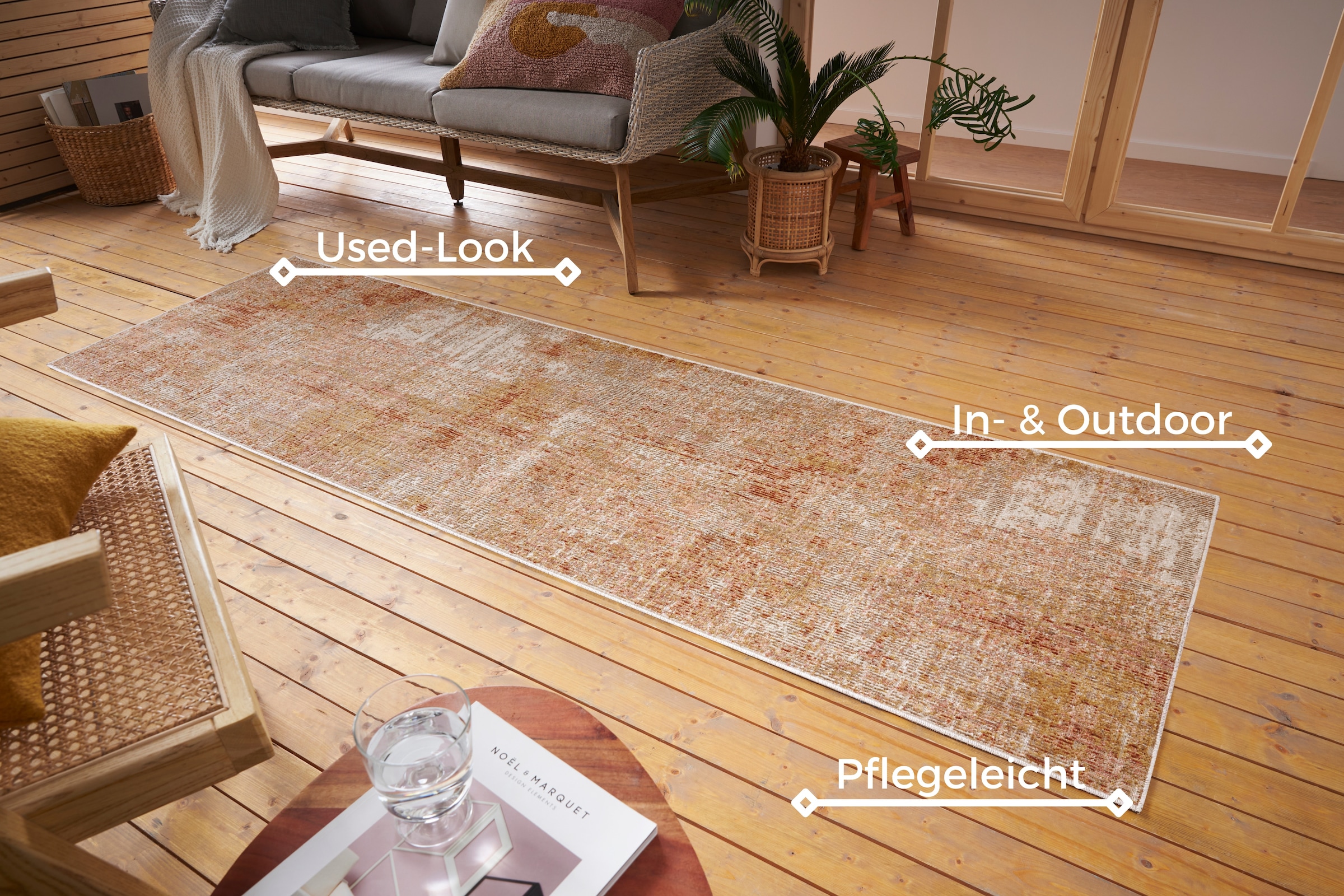 HANSE Home Teppich »Gizeh«, rechteckig, 3 mm Höhe, In-& Outdoor, Läufer, Wetterfest, Balkon, Wohnzimmer, Orient