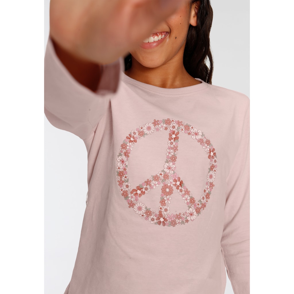 KIDSWORLD Langarmshirt »Peace«, Basic Form