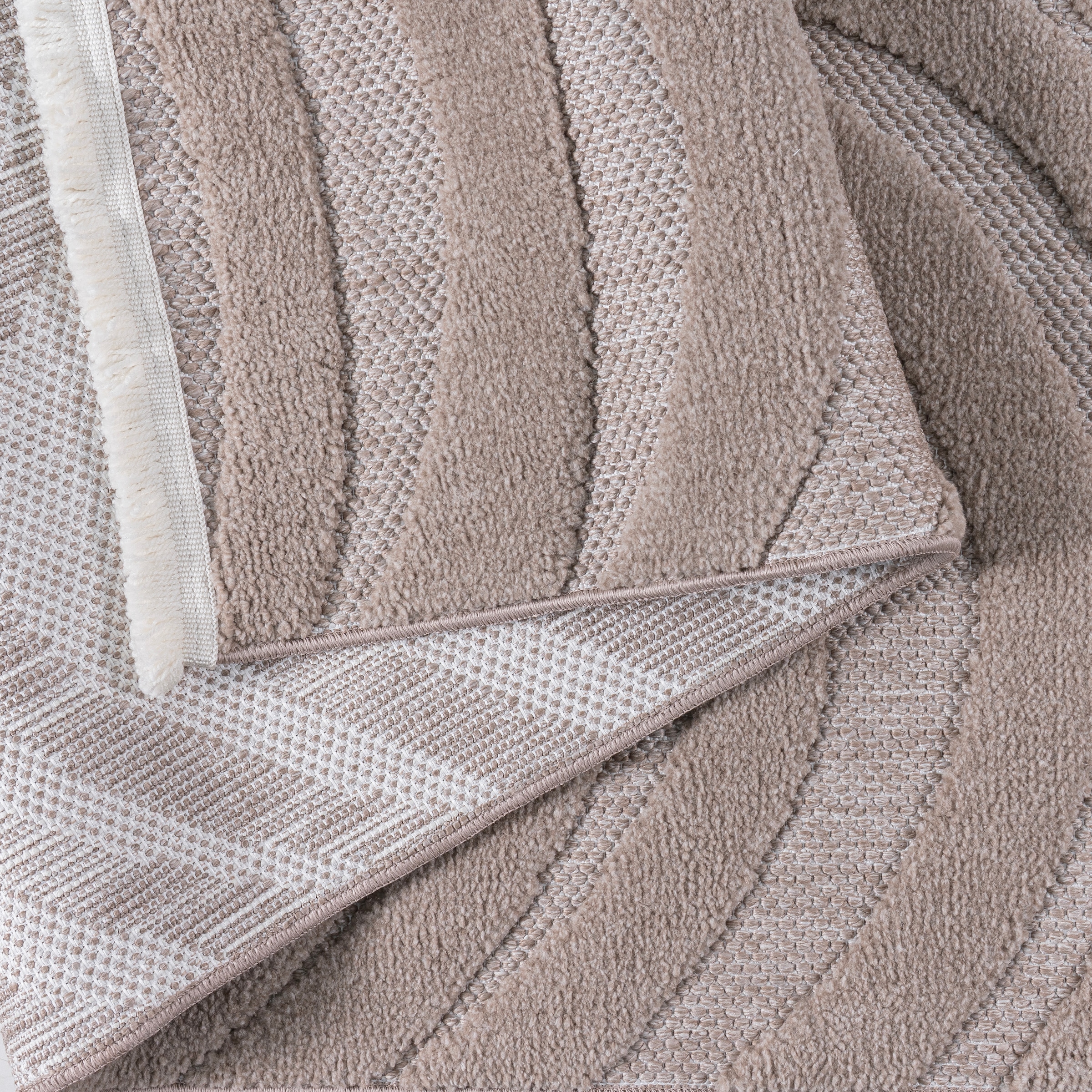 GOODproduct Teppich »Samelia mit Fransen, Wellendesign, Balkon, Camping« rechteckig 6 mm Höhe Hoch-Tief-Struktur, In- und Outdoor geeignet für Küche oder Esszimmer