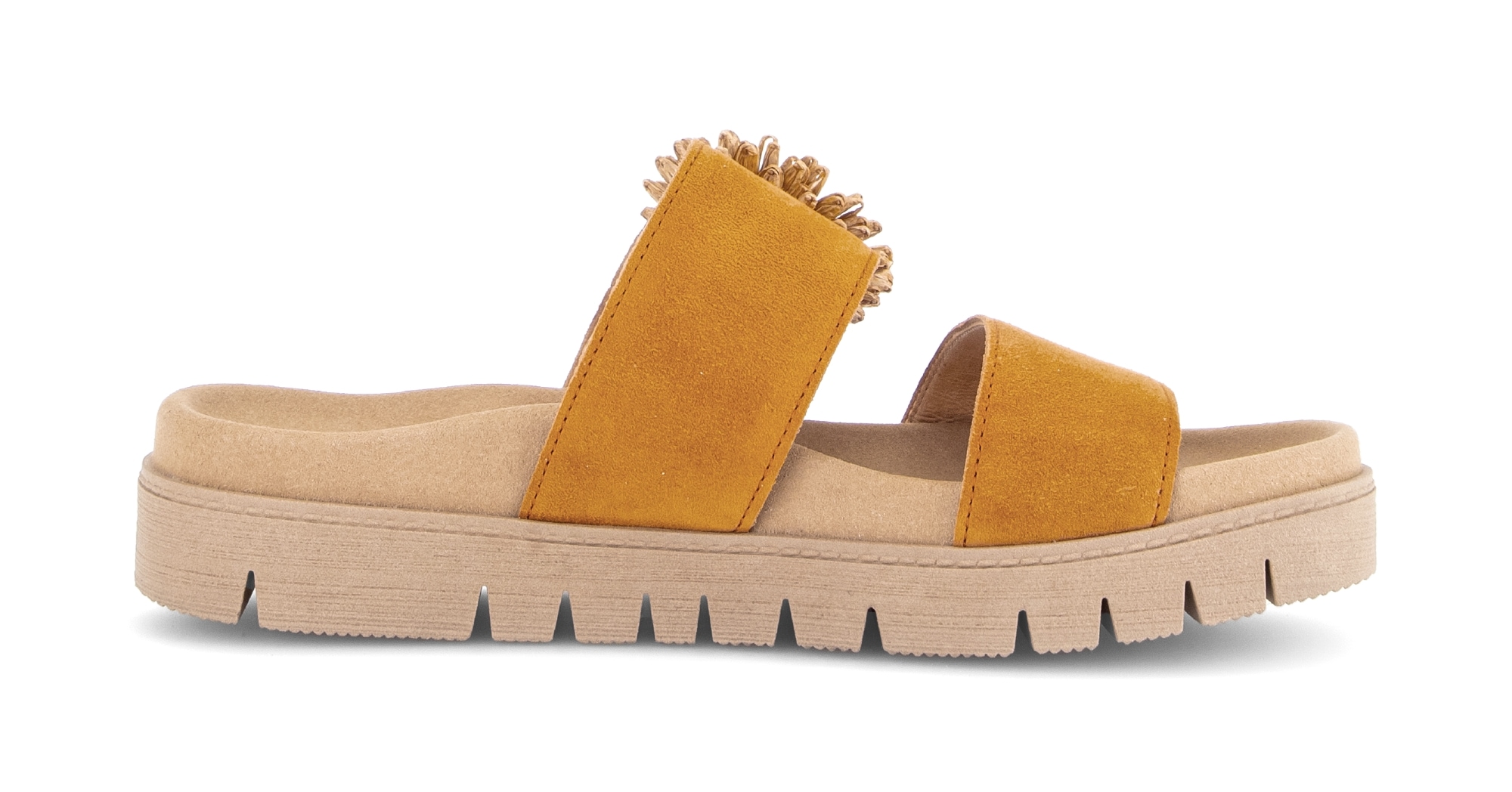 Gabor Pantolette  Plateau, Sommerschuh, Schlupfschuh mit Bast-Zierblüte