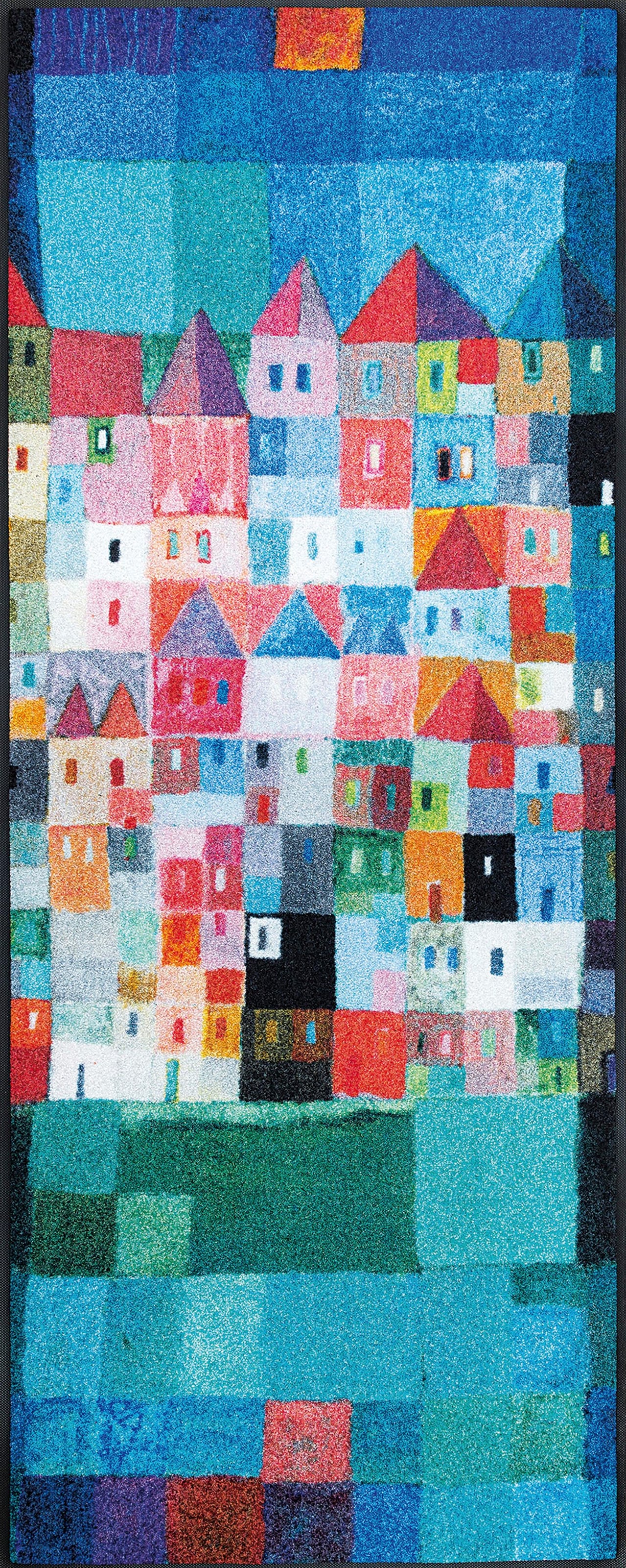 Image of wash+dry by Kleen-Tex Läufer "Colourful Houses" rechteckig 7 mm Höhe Schmutzfangläufer, rutschhemmend, In- und Outdoor geeignet, waschbar