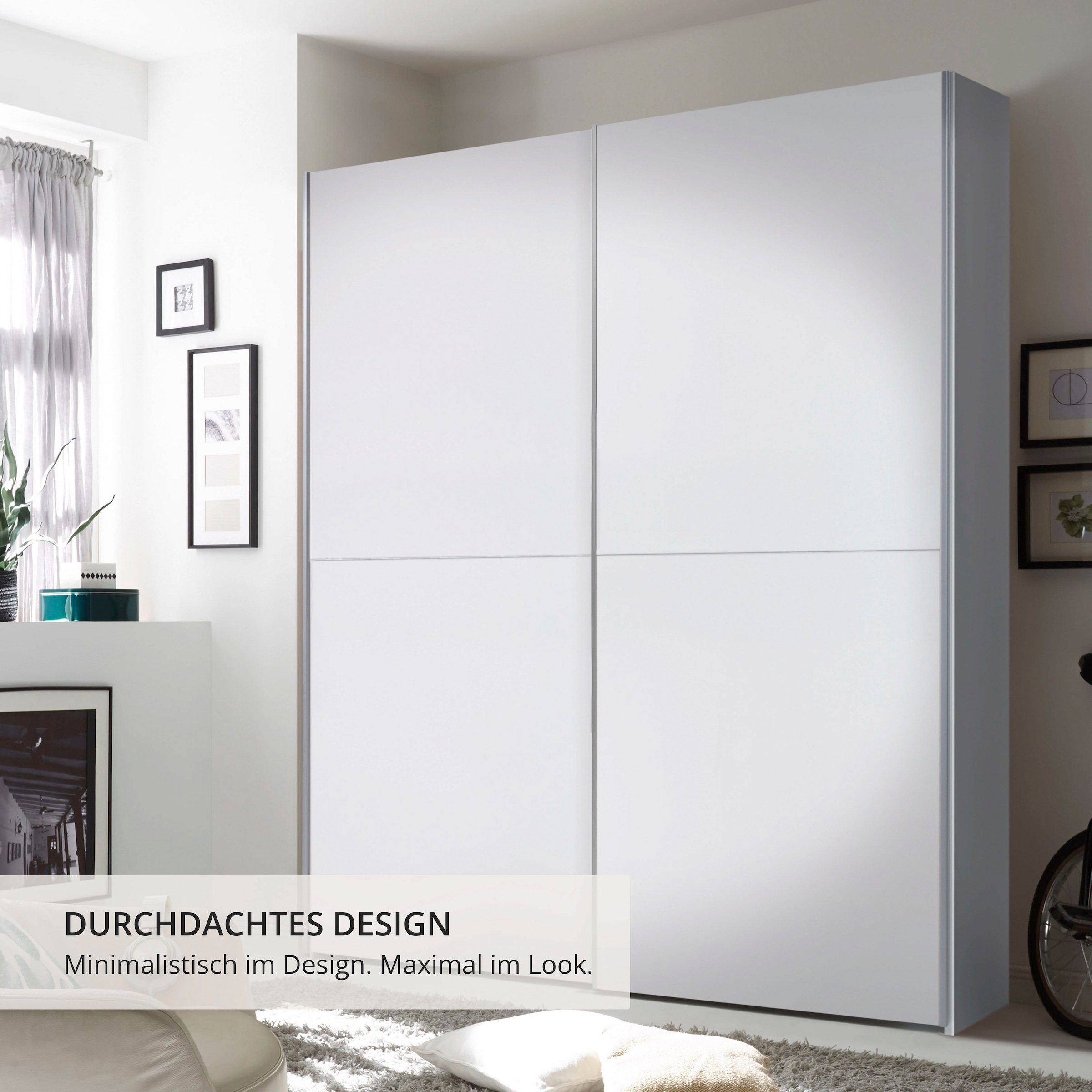 Schlafkontor Schwebetürenschrank "Time Schrank, Kleiderschrank mit Schiebetüren" 4 Türelemente als Schachbrettoptik